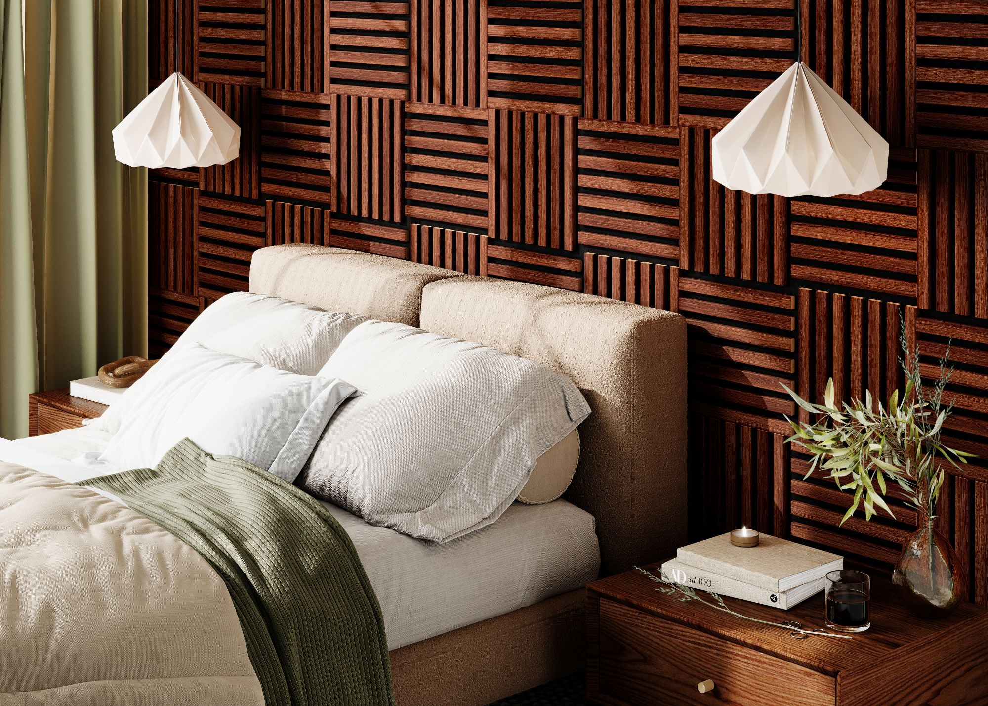 Modul riflaj MDF decorativ LDA PREMIUM de tip panou acustic, Stejar Maro, 30x30 cm [4]