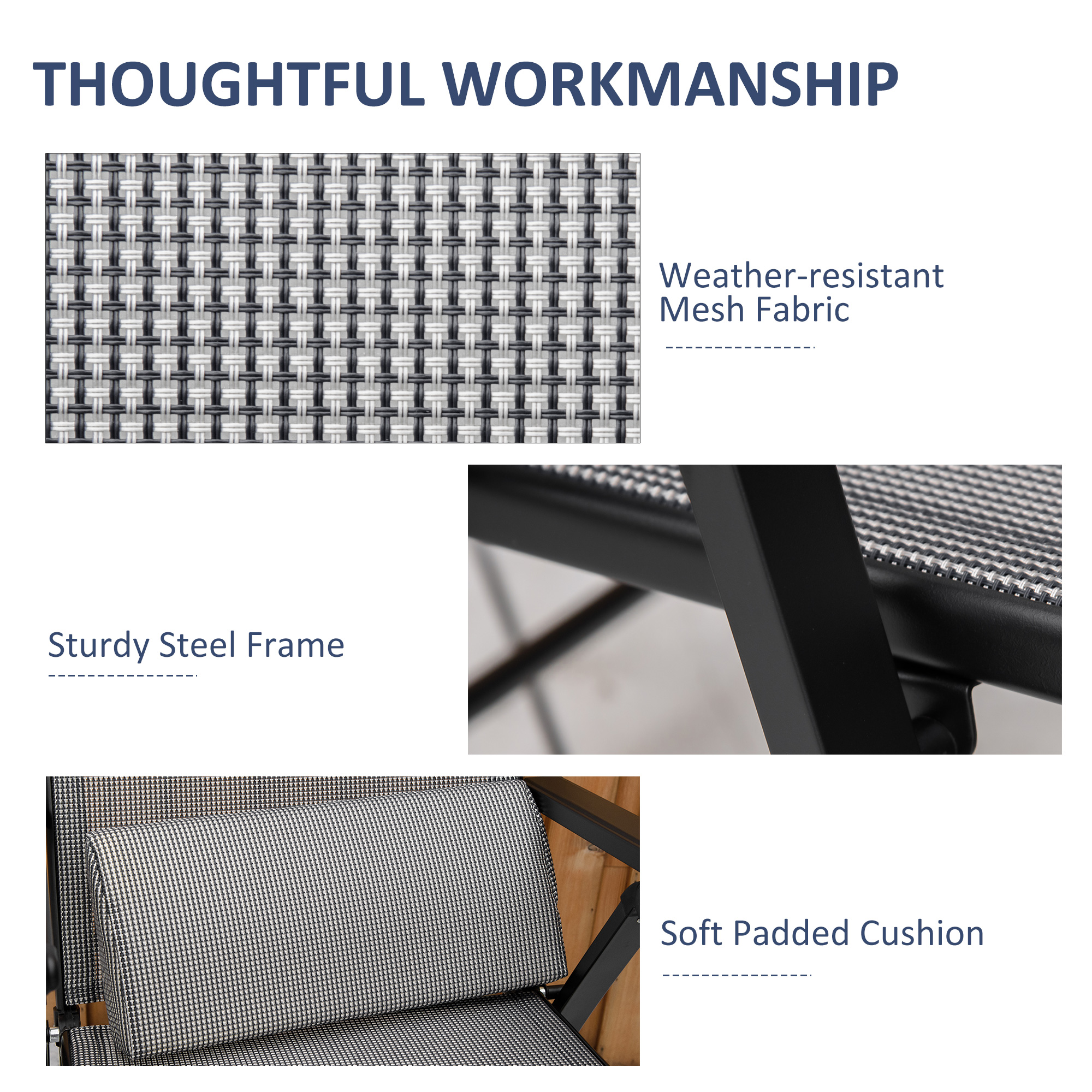  Sezlong de Gradina Pliabil si Rabatabil pe 9 Niveluri cu Perna Lombara, Gri [5]