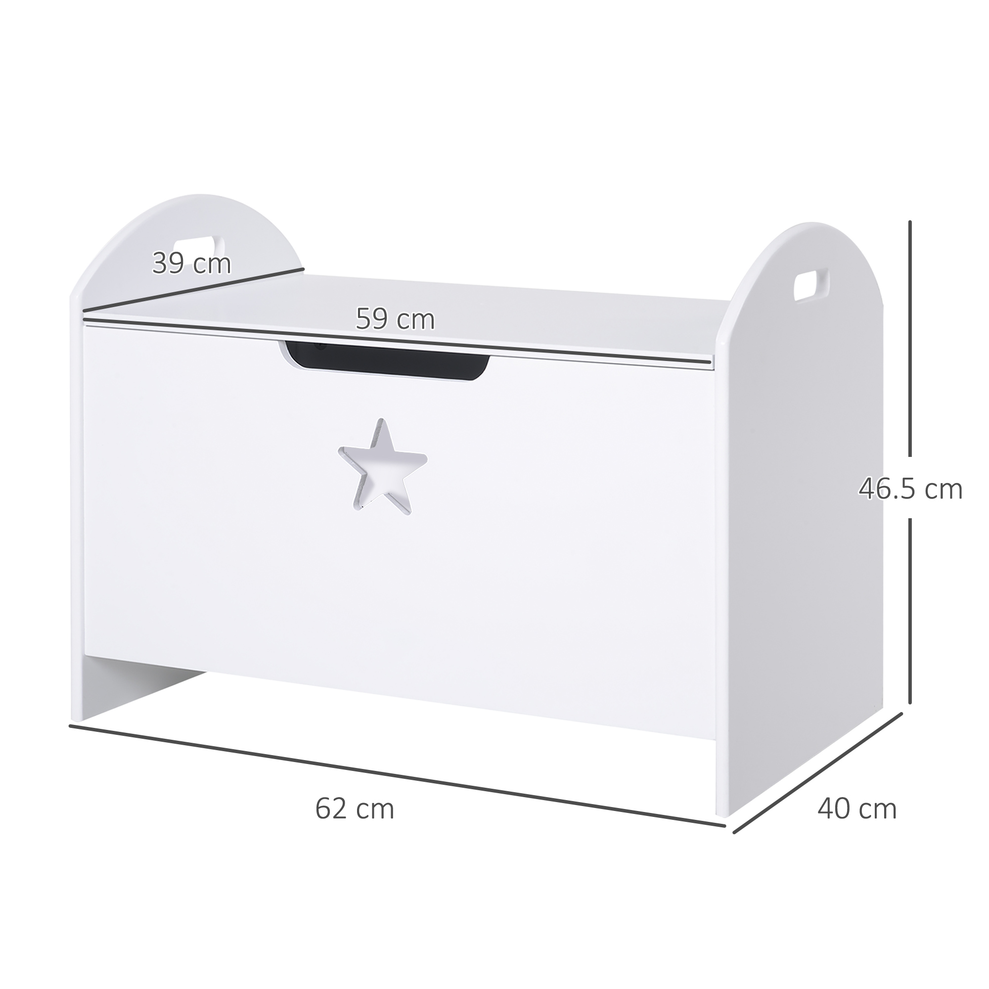  Cufar Depozitare Jucarii din Lemn, Cutie Organizare pentru Camera Copii, Alb, 62×40×46.5 cm [2]