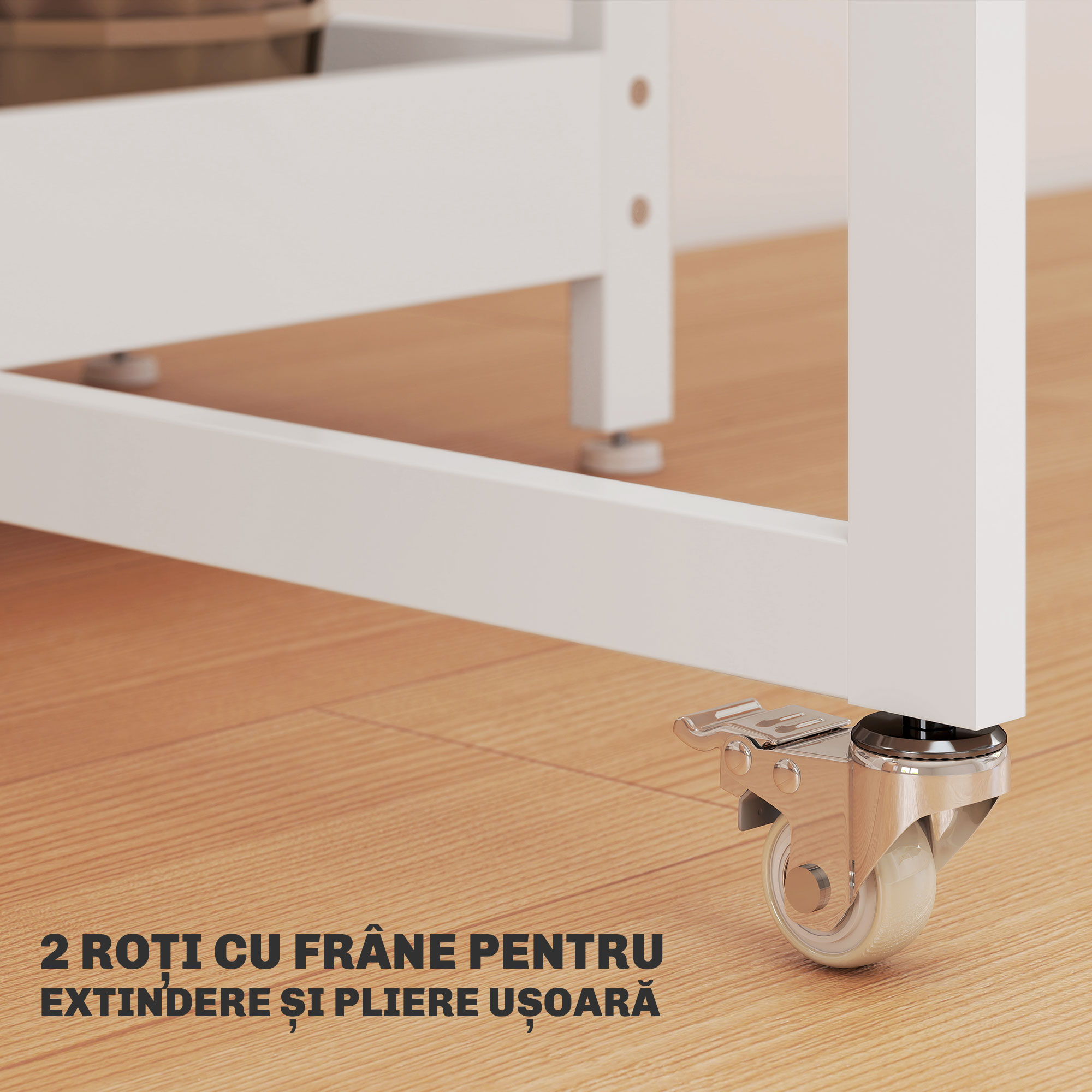 , Masa de Dining Pliabila, Cu 2 Rafturi Deschise, PAL, Metal, 133.4cm x 80cm x 75cm, Alb [5]