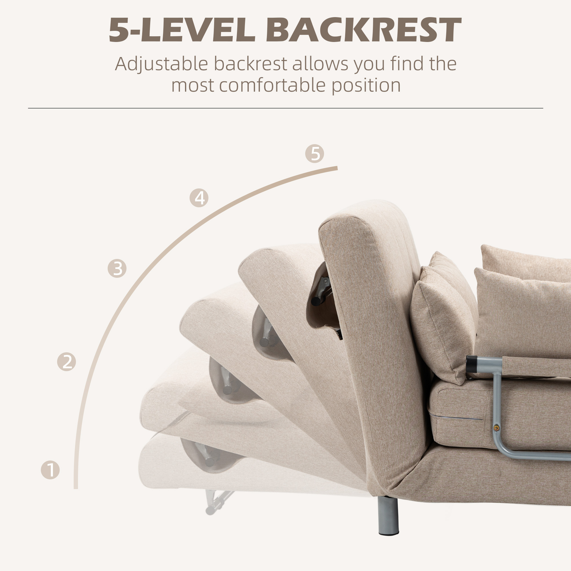  Canapea Extensibila 2 Locuri - Otel & Material, 4 Perne Crem [4]