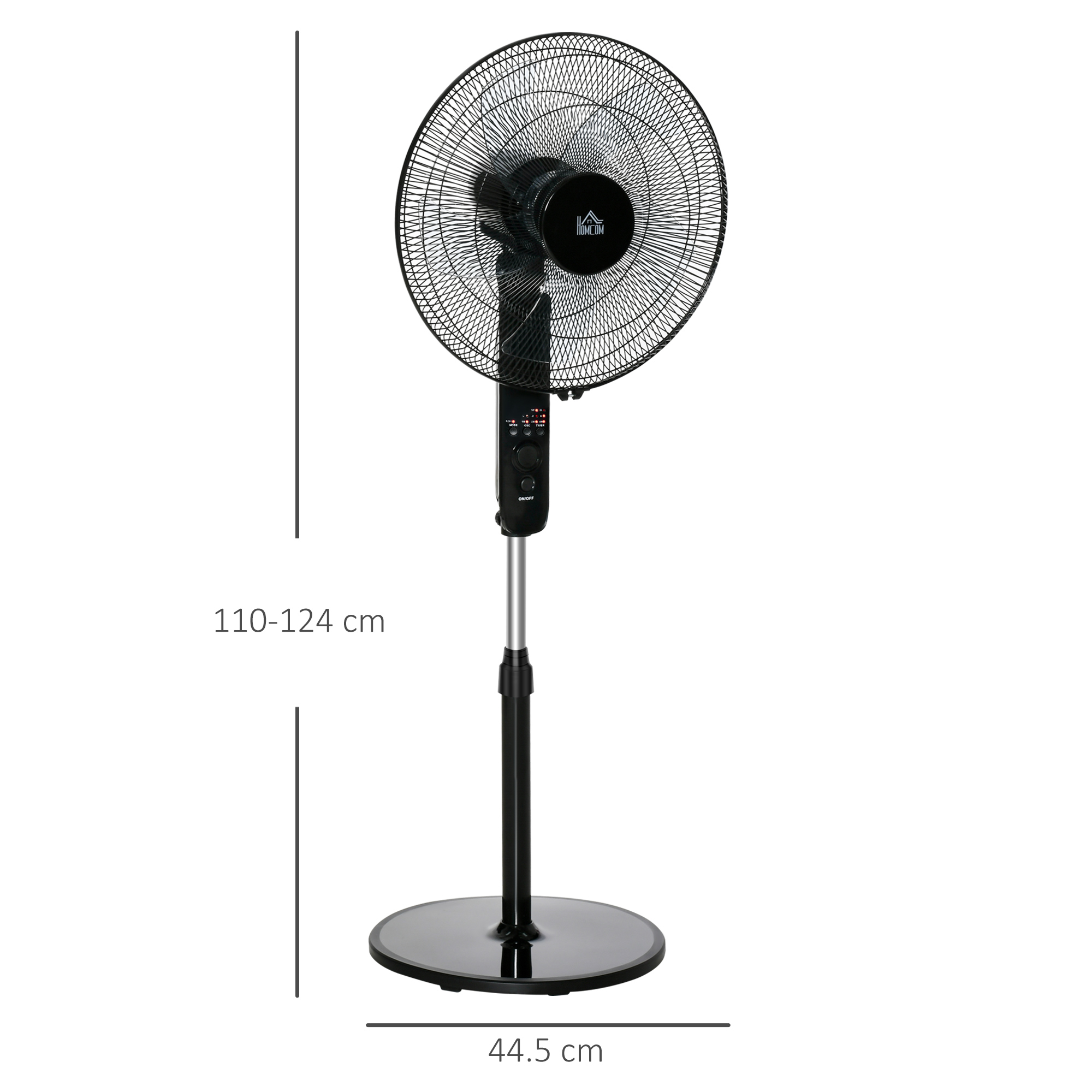 , Ventilator de Podea, Cu Telecomanda, Metal, Plastic,44,5 x 44,5 x 124 cm, Negru [2]