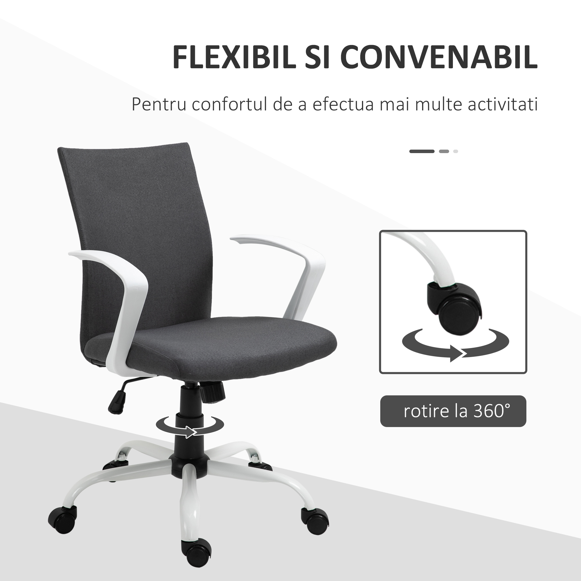  Scaun de Birou Ergonomic si Pivotant pentru Birou, Gri inchis [5]