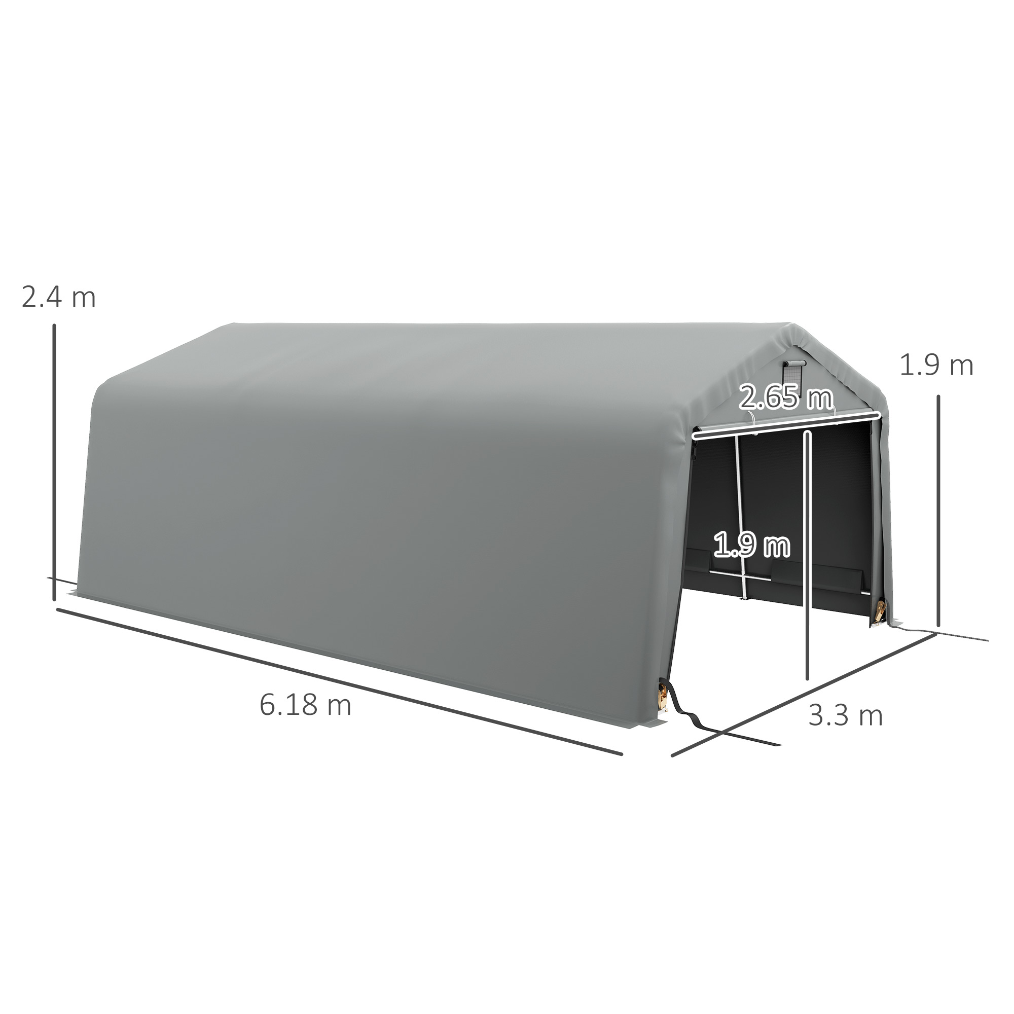  Carport 3,3×6,2 m - Garaj Cort Portabil cu Ventilatie & Copertina [2]