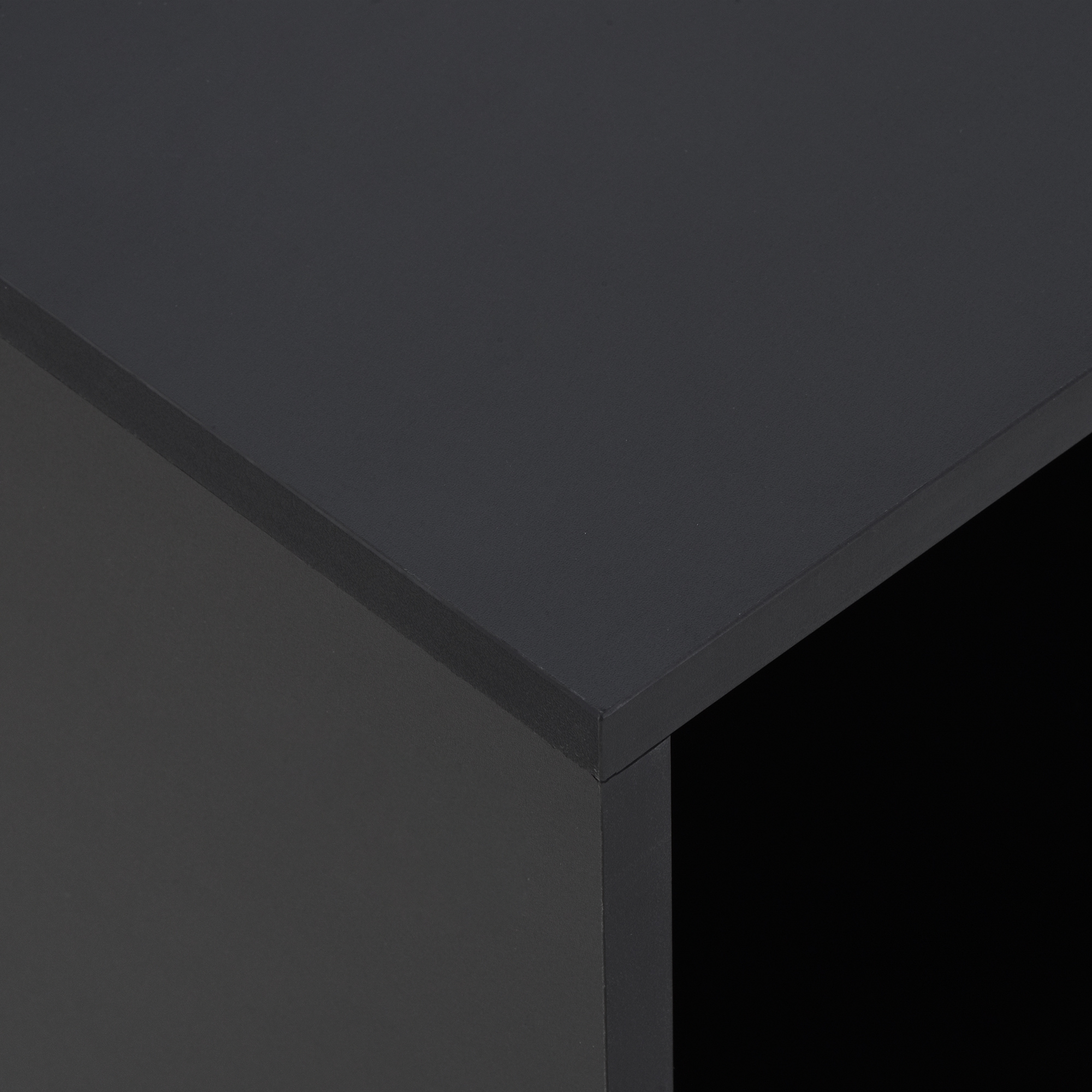  Masa laterala in forma de C cu 2 rafturi deschise si 4 roti pivotante, PAL, 45x35x58cm, negru [8]