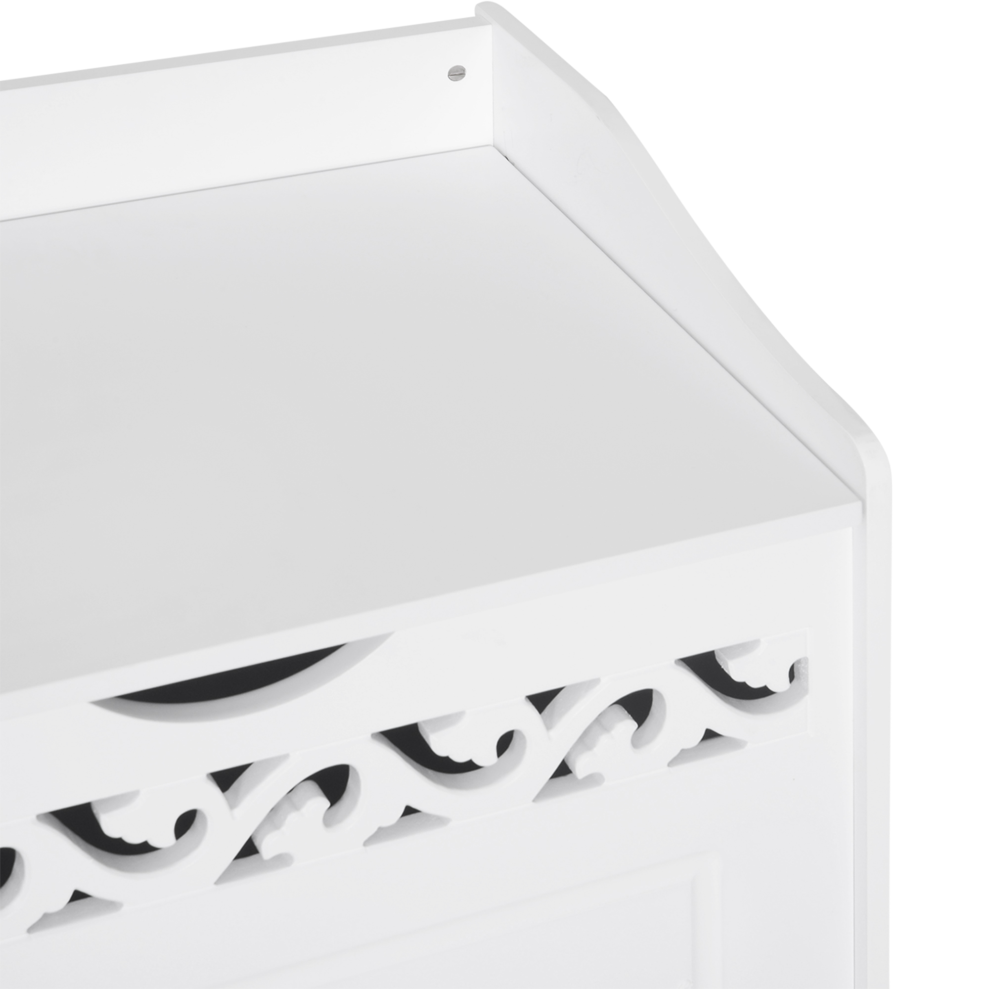  Dulap de depozitare alb cu model sculptat - mobilier pentru lenjerii, haine si jucarii 55×34×58 cm [8]