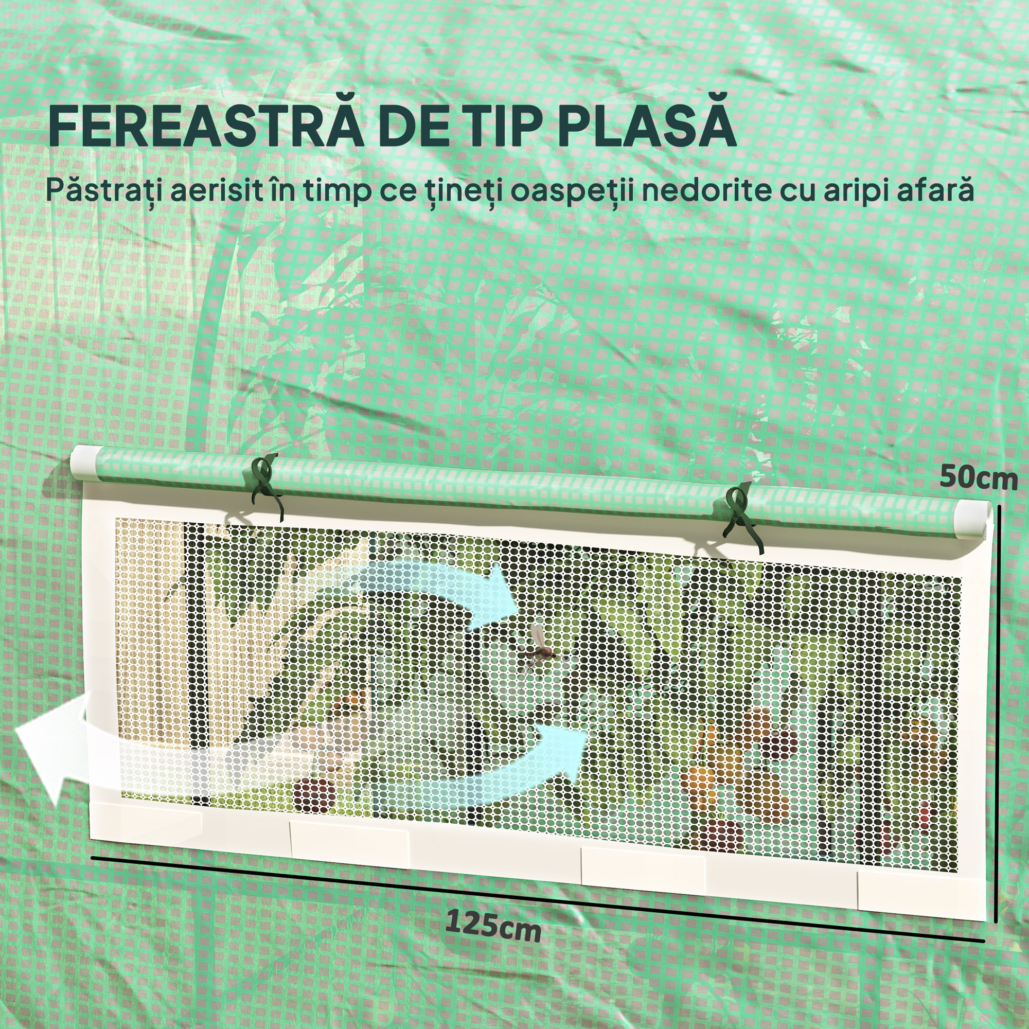  Sera tip tunel pentru gradina 3x3x2 m din otel si PE anti-UV cu usi rulabile si ferestre, verde [5]