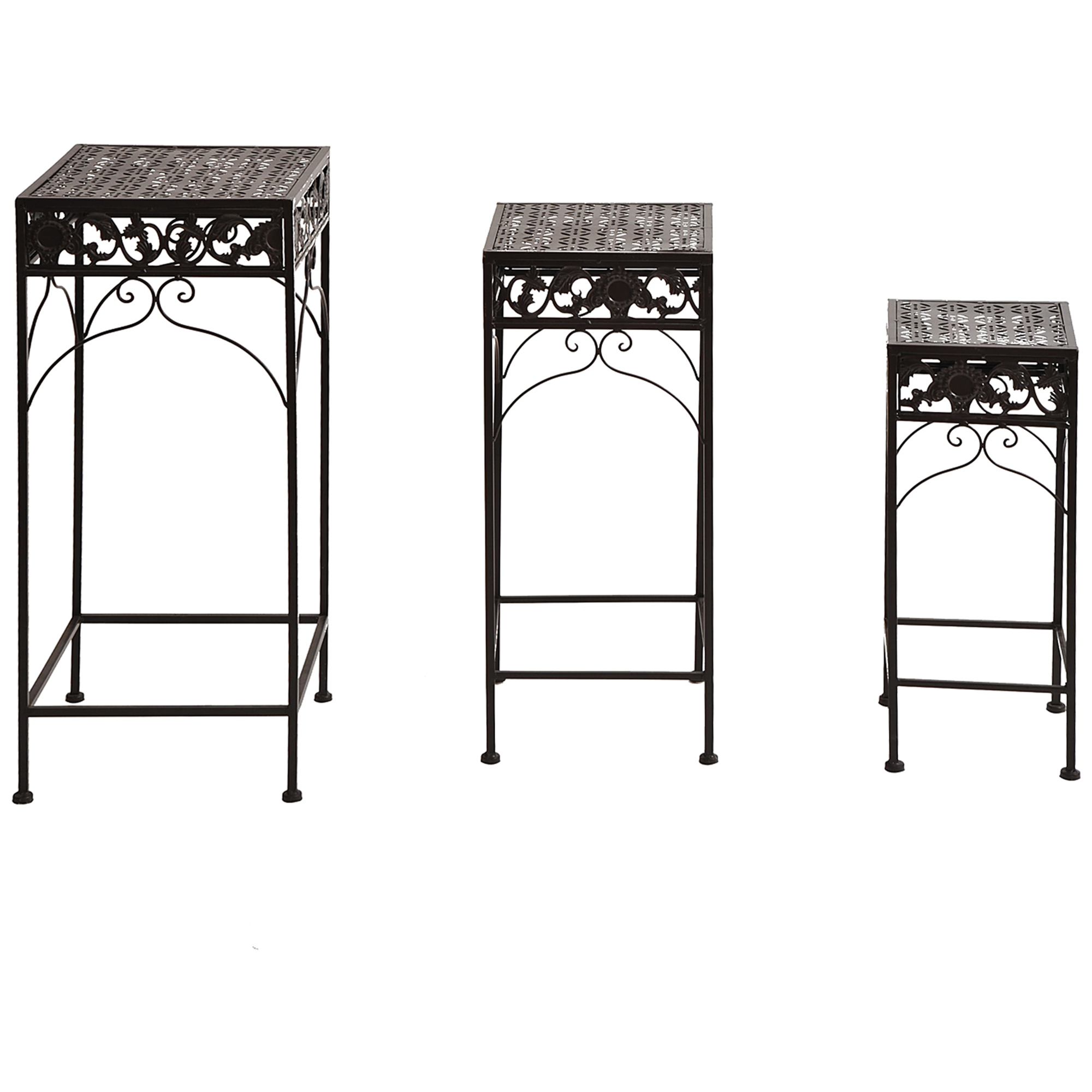  Set de 3 Bucati Scaune Suport pentru Plante Clasic din Fier Sgabelli Supporto per Piante Classico in Ferro, MARO [3]