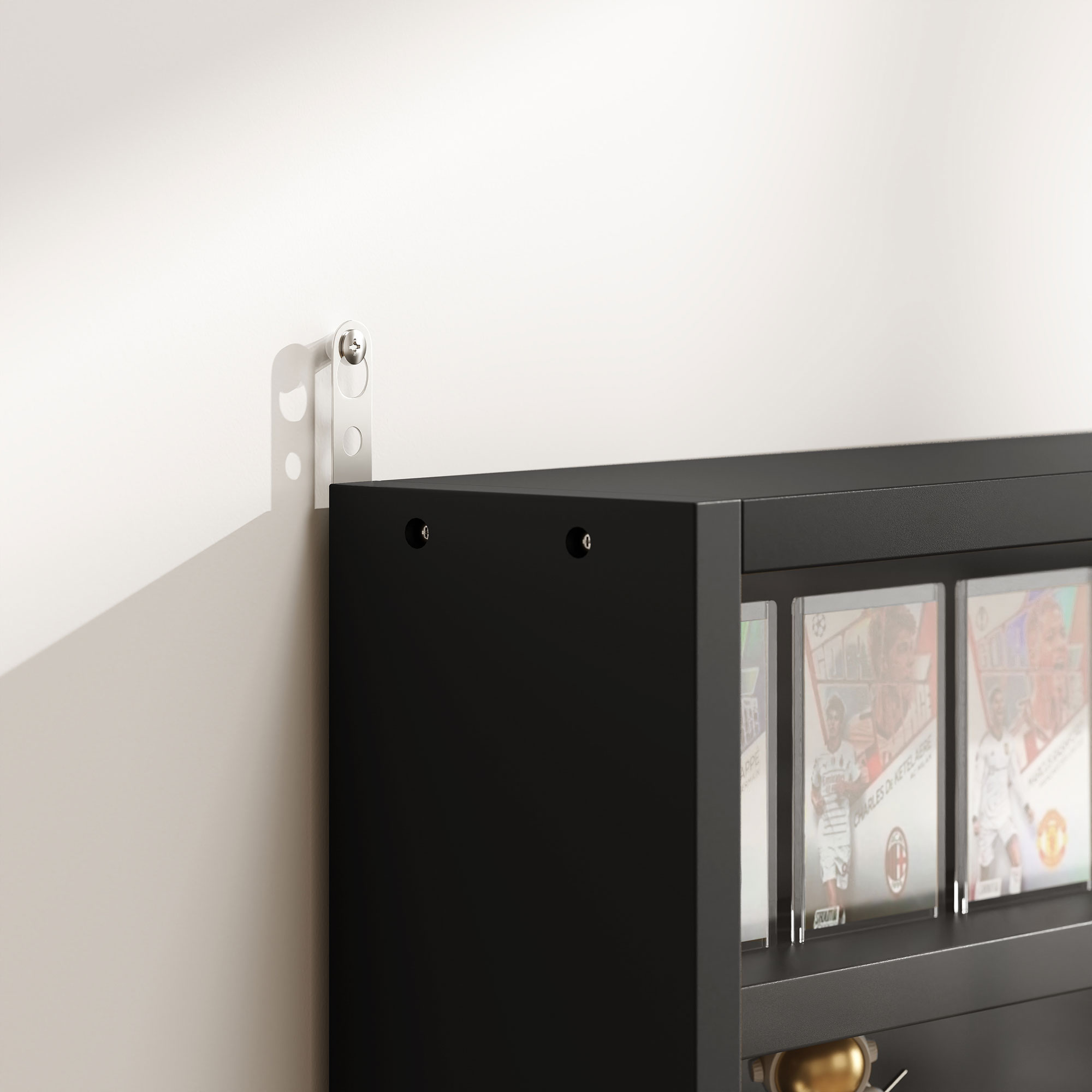  Dulap Tip Vitrina de Expozitie cu Rafturi Reglabile, Montata pe Perete, Negru [8]