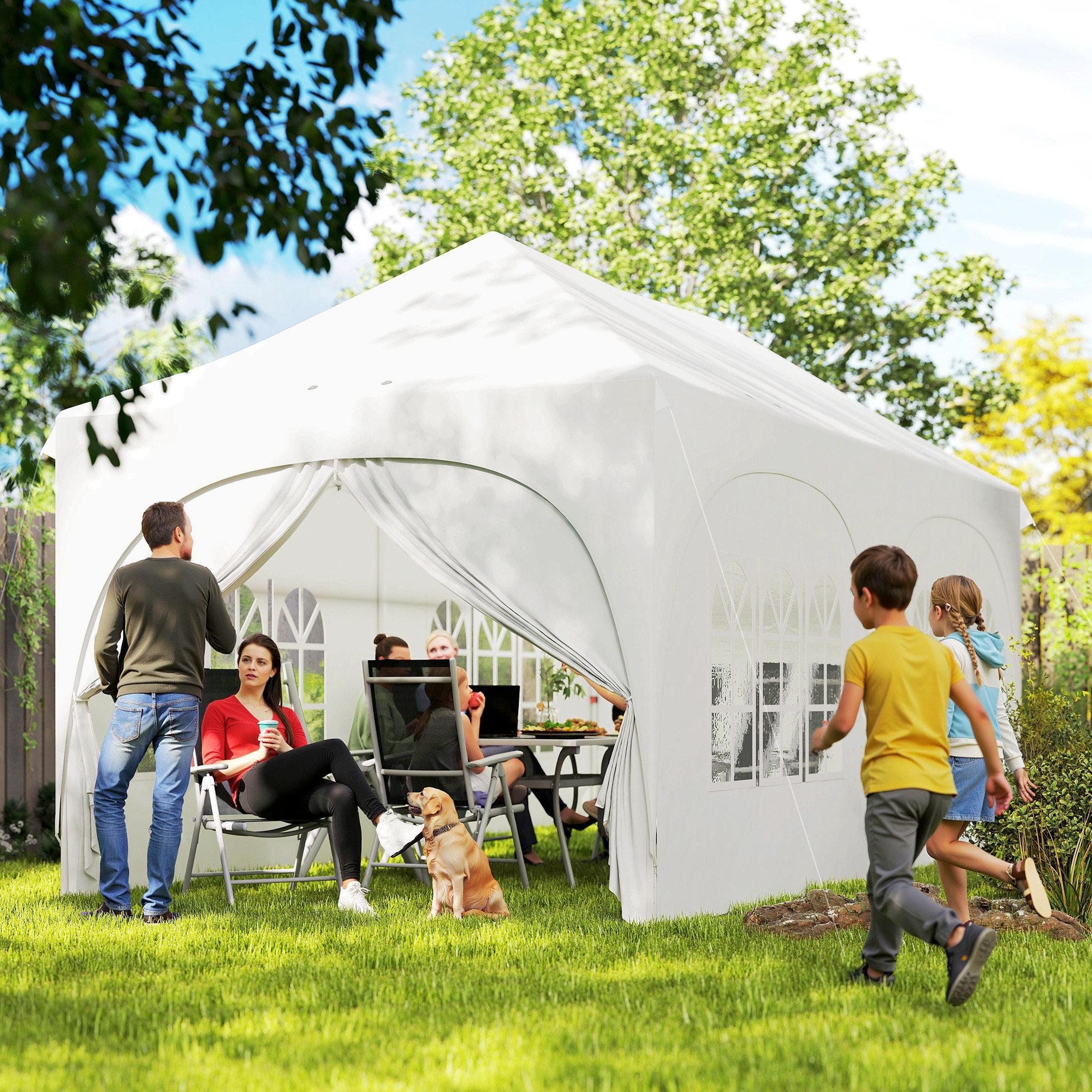  Gazebo 3x6 m Pliabil Pop Up Reglabil pe inaltime, Gazebo de Gradina cu Pereti Laterali, Saci de Nisip, Geanta de Transport, UV30+, pentru Exterior, Camping, Petreceri, Gri Deschis/Alb [1]