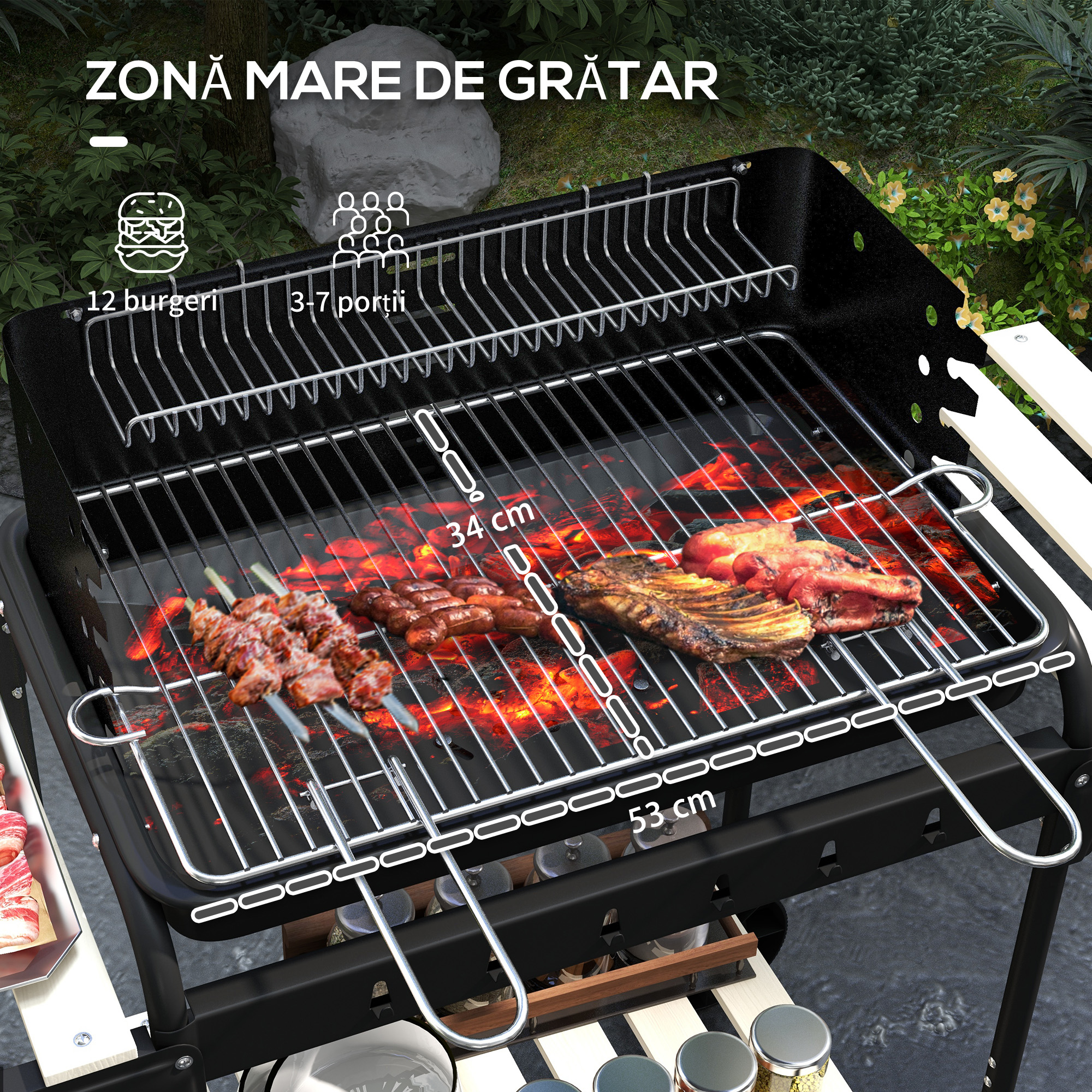  Gratar Barbecue cu Carbune cu Inaltime Reglabila [3]