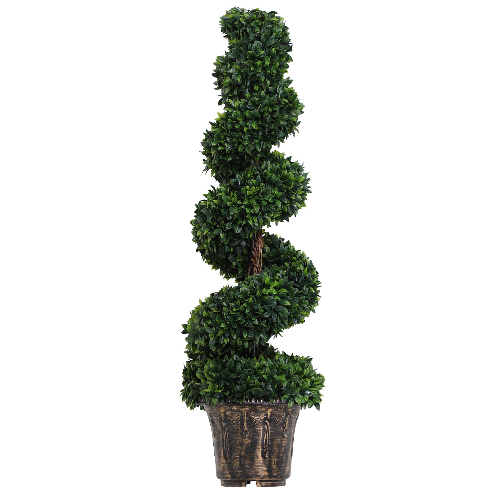 Planta Artificiala Decorativa Buxus in Spirala cu Ghiveci Inclus, Ф32x120 cm, Verde [6]