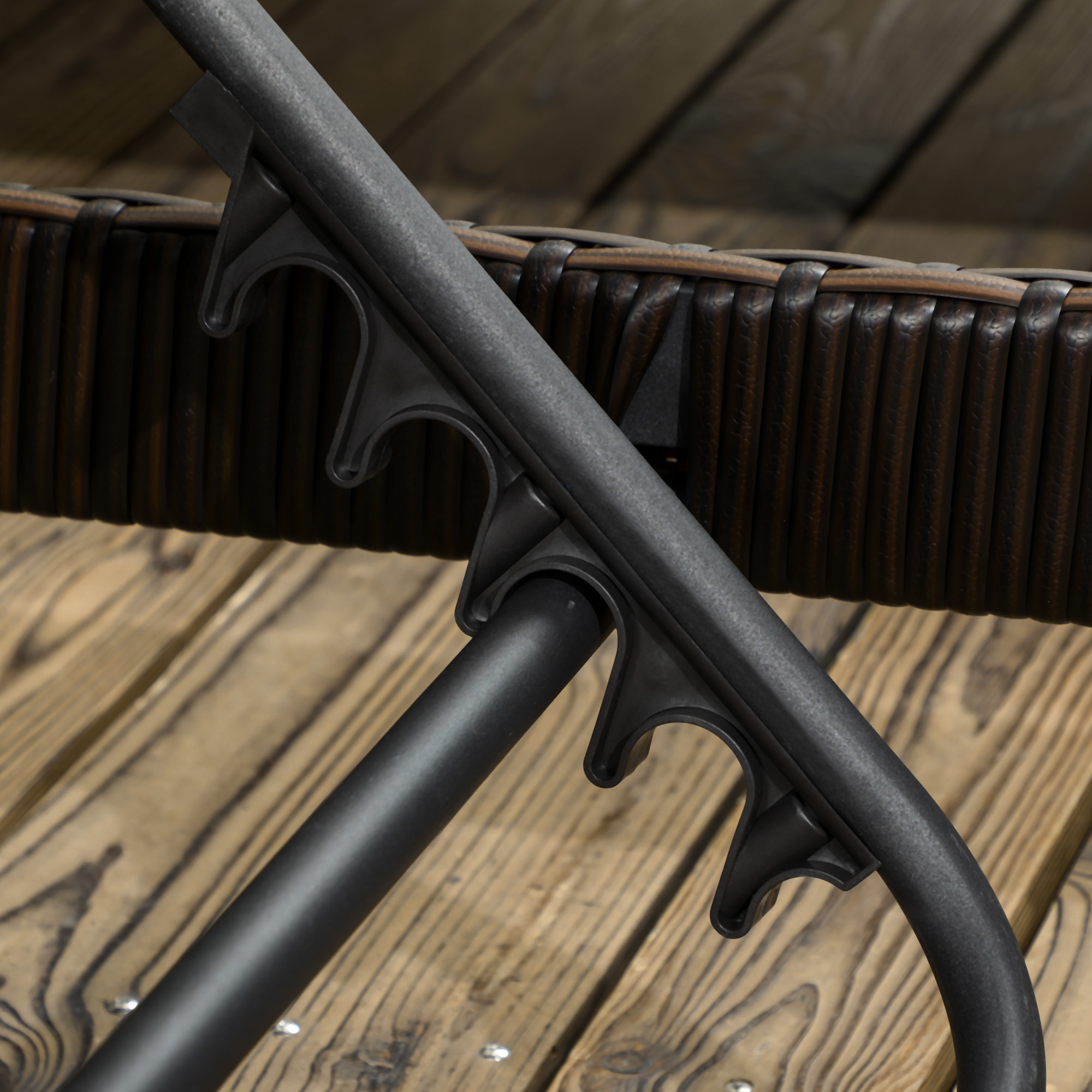  Set de 2 sezlonguri din Ratan PE cu Perna Capitonata, sezlong pentru Gradina cu Spatar Rabatabil pe 5 Niveluri [8]