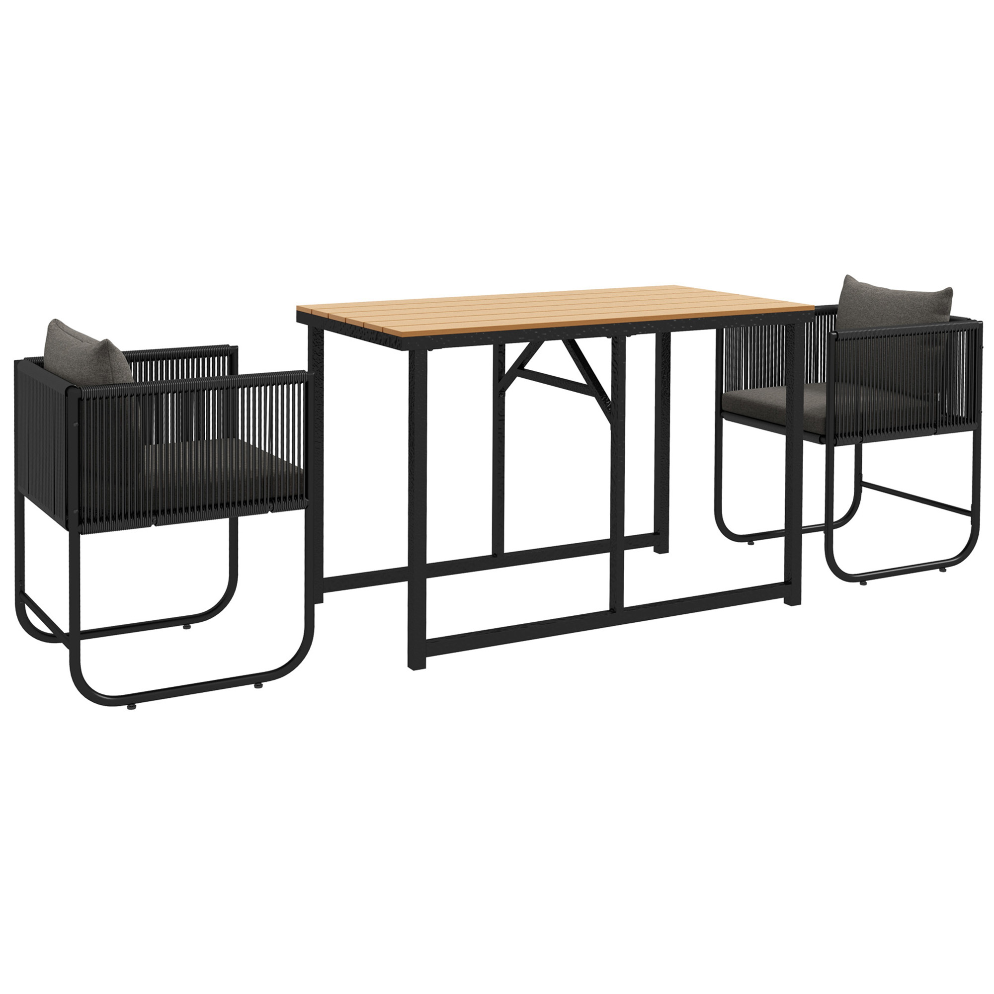 Gradina & balcon -  Set de dining din 3 piese din ratan pentru terasa, Masa