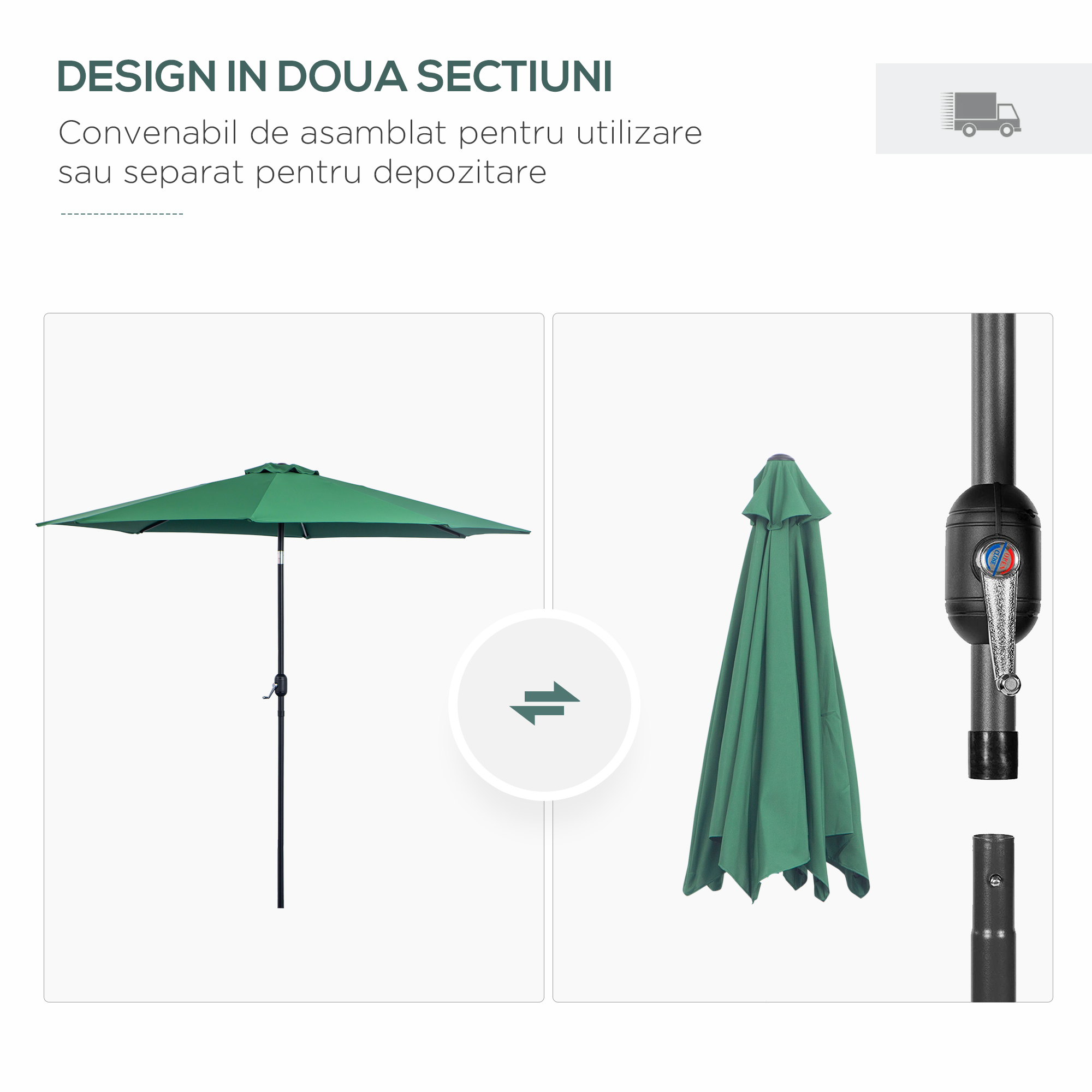  Umbrela de Gradina cu Manivela si Inclinabila Φ300x245cm [5]