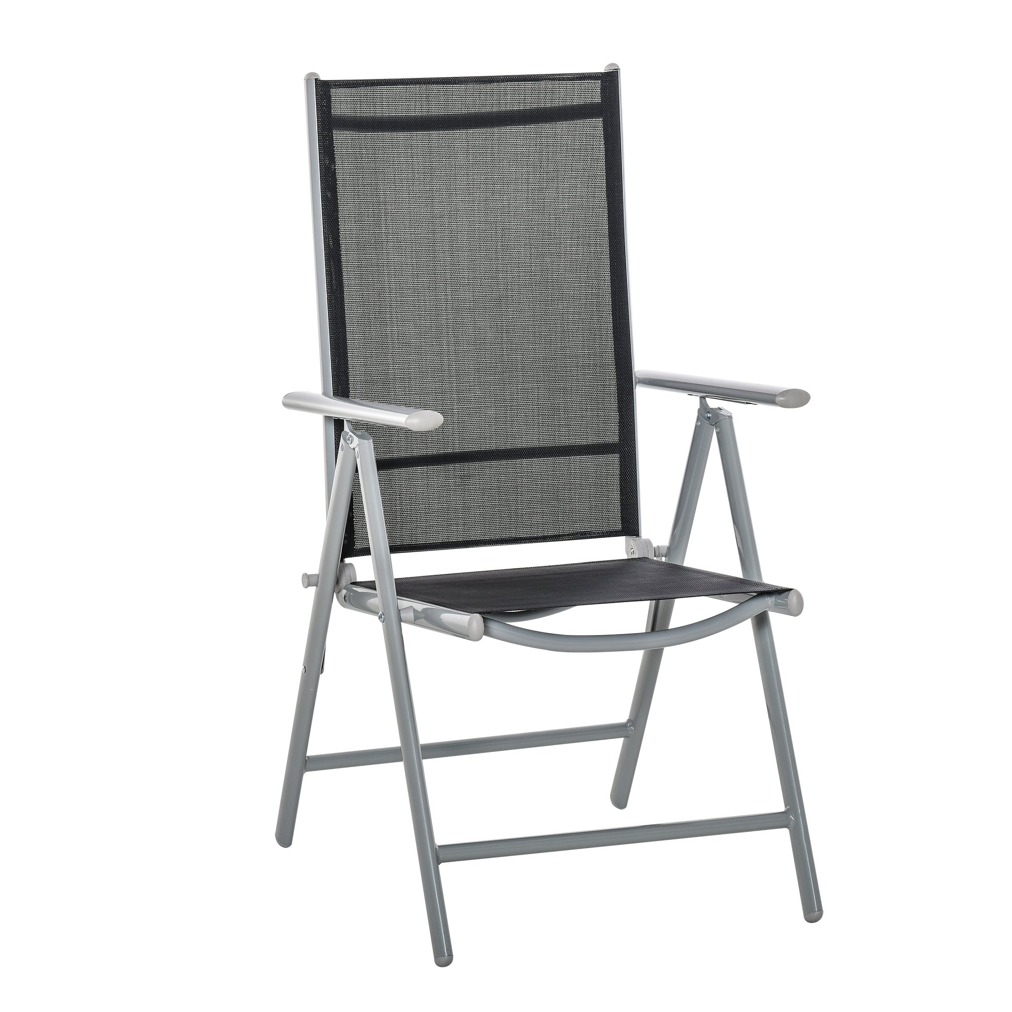 Gradina & balcon -  Scaun de Gradina Pliabil cu Spatar Reglabil din Aluminiu, Negru 65x55x107cm