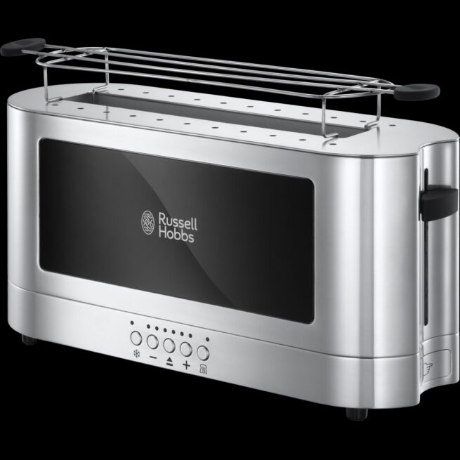 Prajitor de paine Russell Hobbs Elegance, 2 fante, gratar chifle, tava firimituri detasabila, design elegant, argintiu [6]