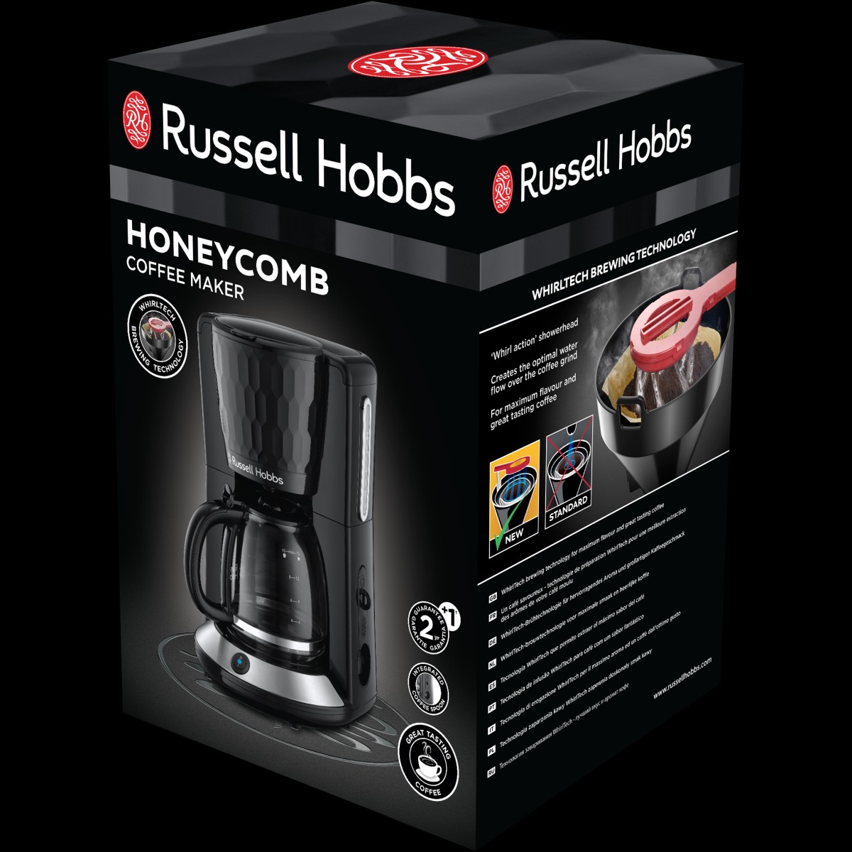 Cafetiera Russell Hobbs Honeycomb, 1.25L, filtru permanent, plita mentinere cald, design fagure, negru [2]