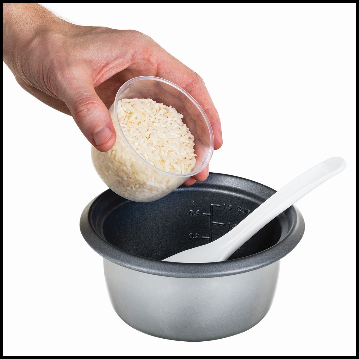 Aparat de gatit orez Russell Hobbs, capacitate mica, vas antiaderent, functie mentinere cald, indicator luminos, alb [2]