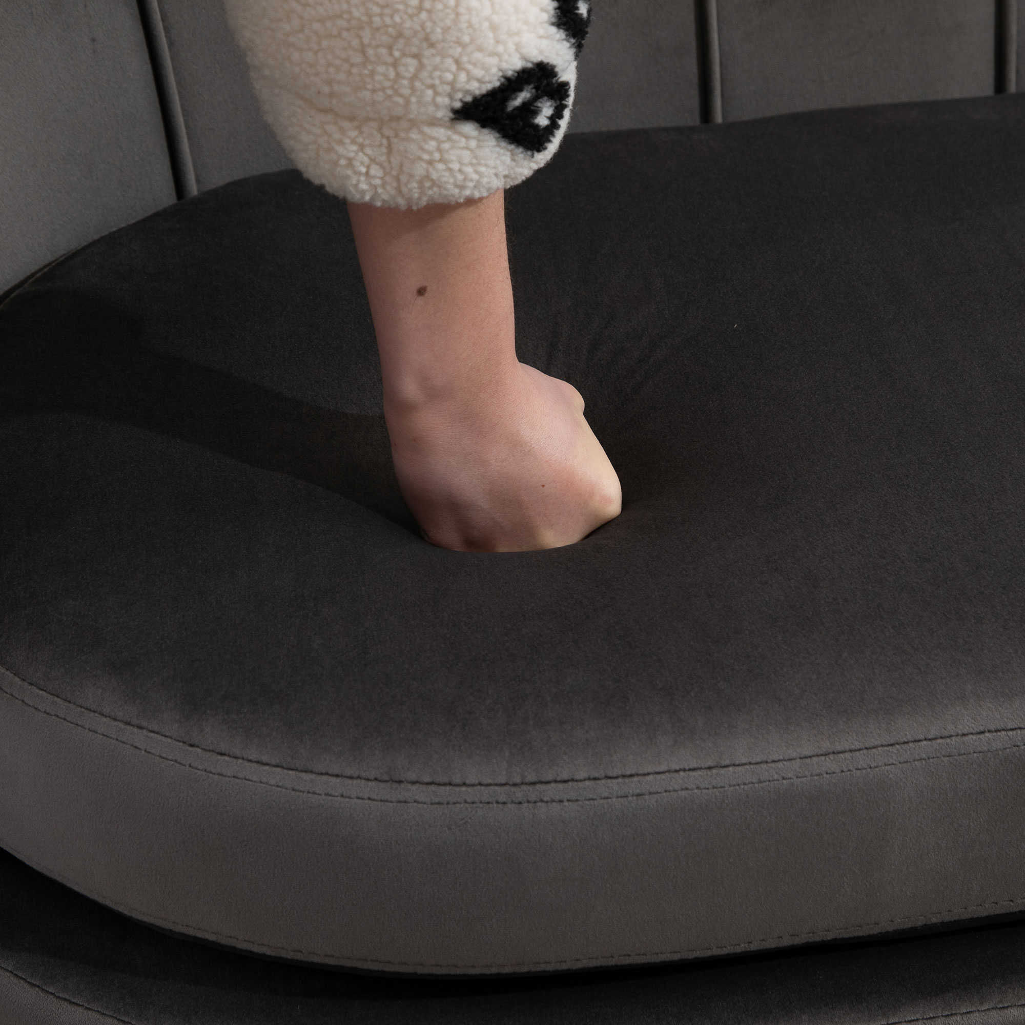  canapea din catifea, 2 locuri,130x63x73cm, gri [7]