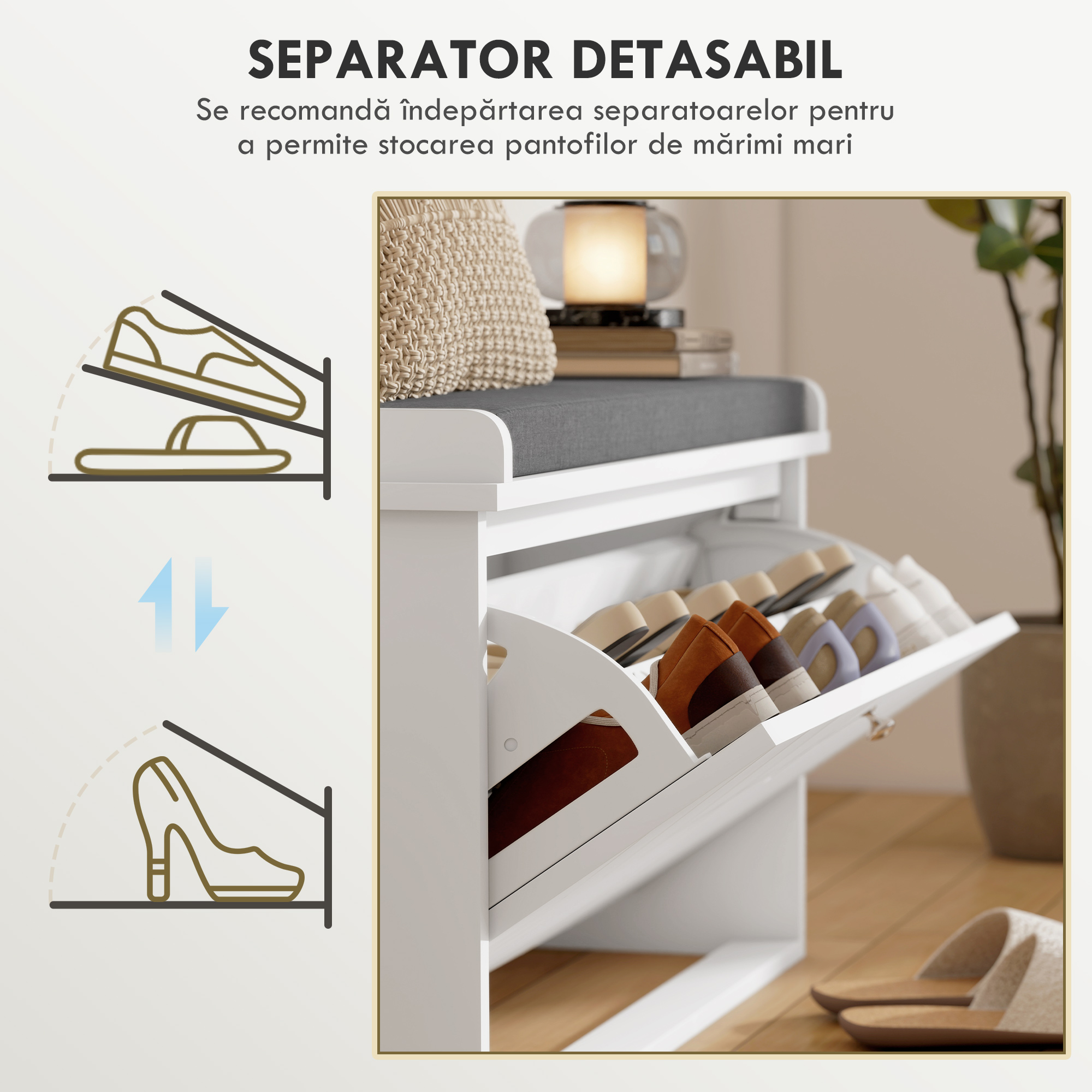 Banca pentru pantofi , banca de intrare cu sertar rabatabil [5]