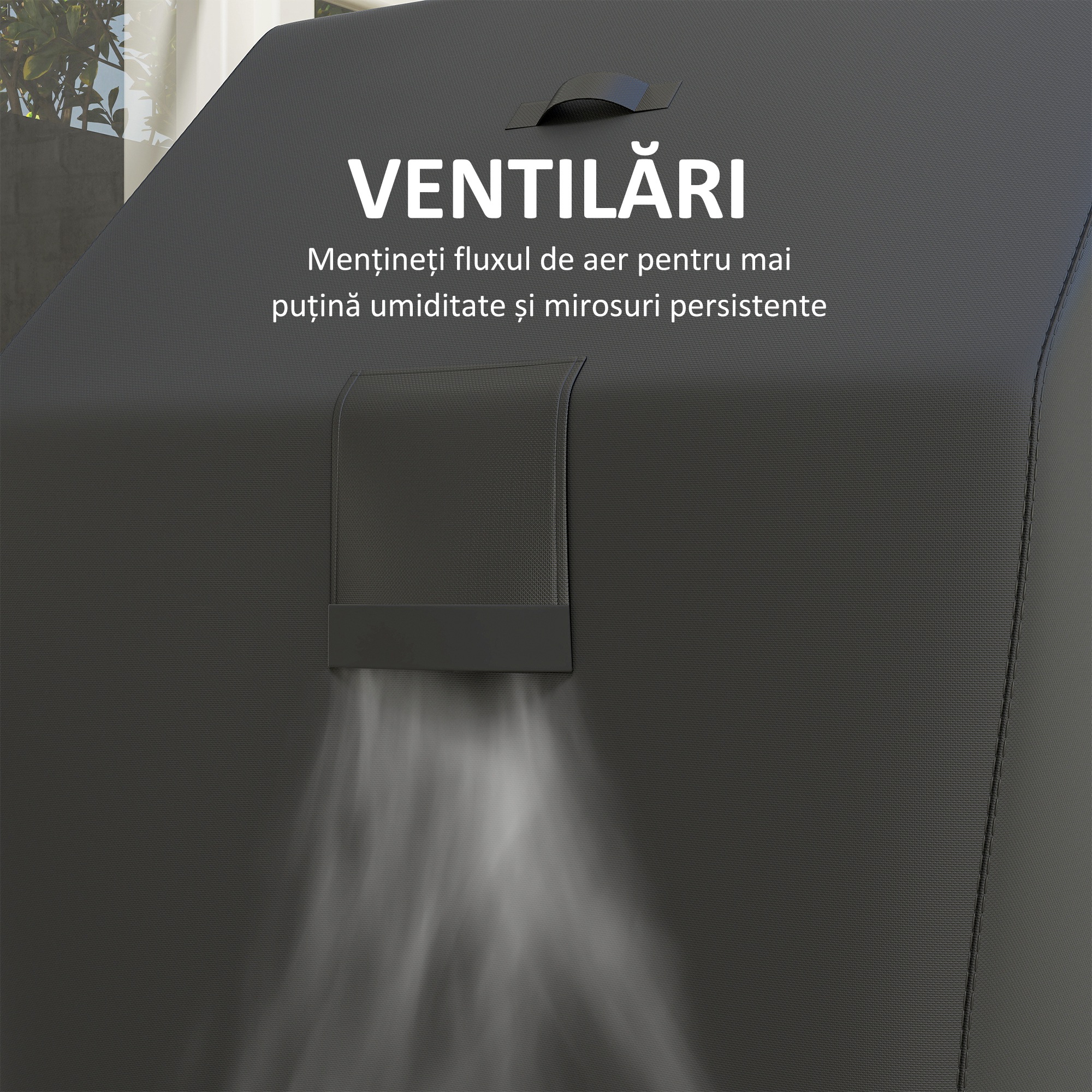  Husa pentru Gratar Impermeabila din Material Oxford 600D UPF30+ si Rezistenta la Vant, 147x61x122 cm, Negru [5]