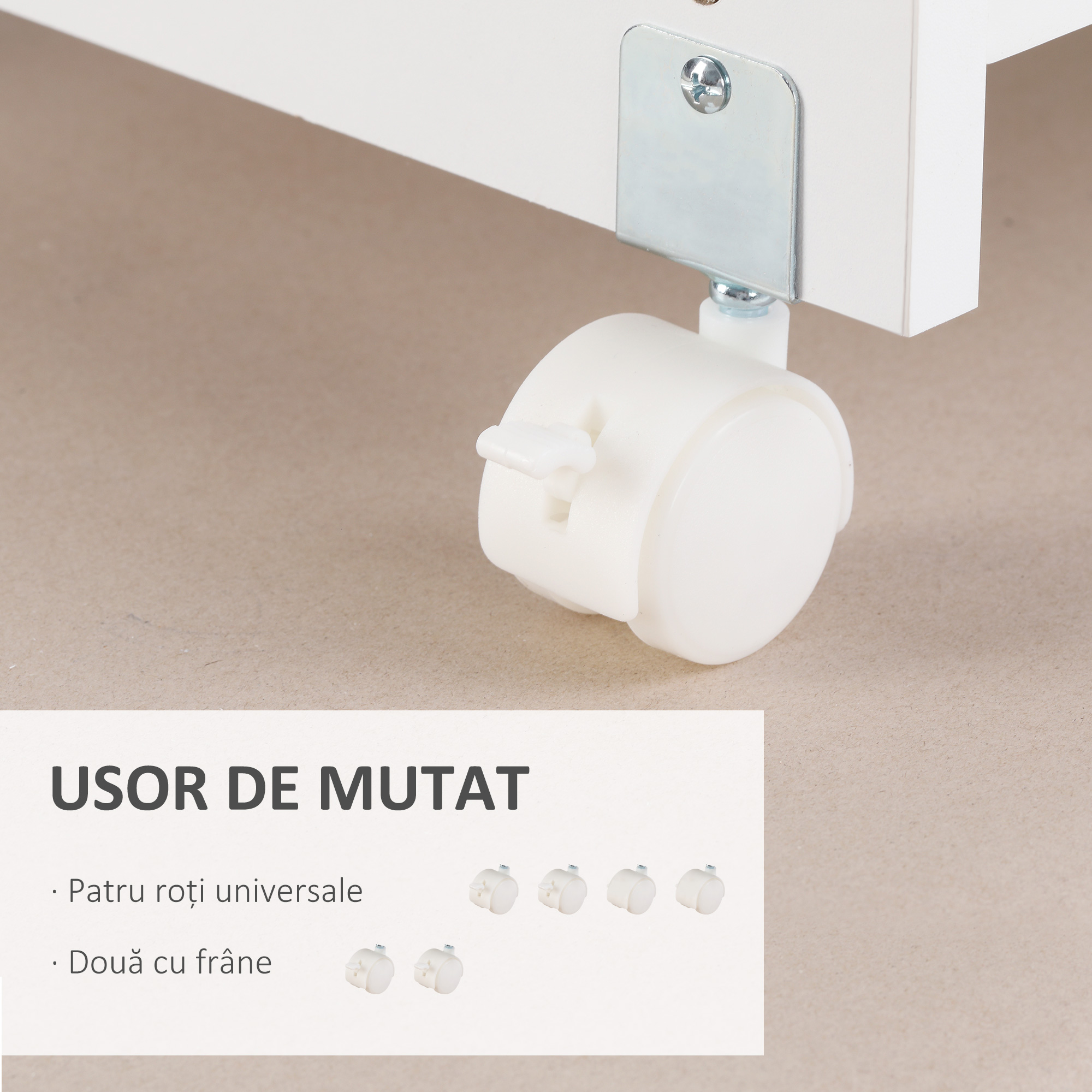  Dulap Imprimanta - Alb, cu Sertar, Raft & Roti 60×39×80 cm [5]