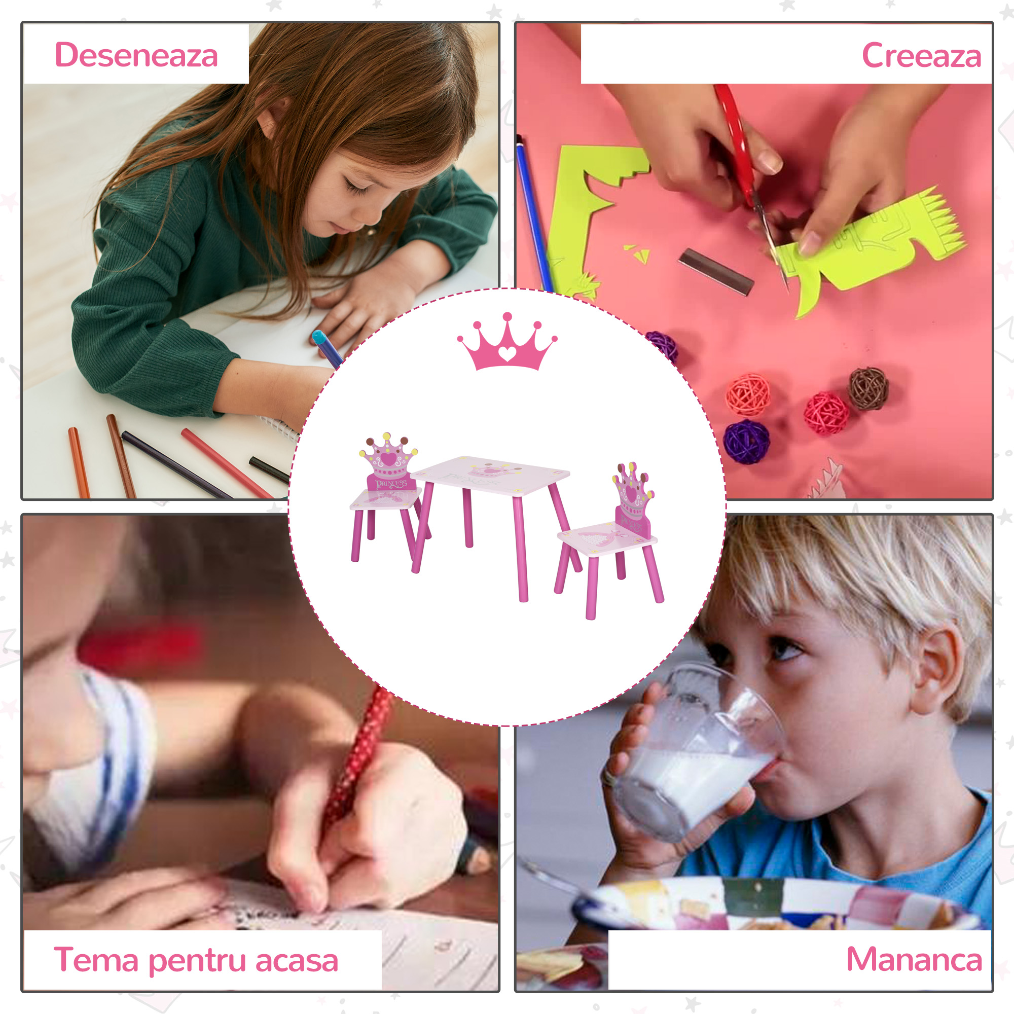  Set Masa si Scaune Copii - Design Printesa, 3-8 Ani [4]