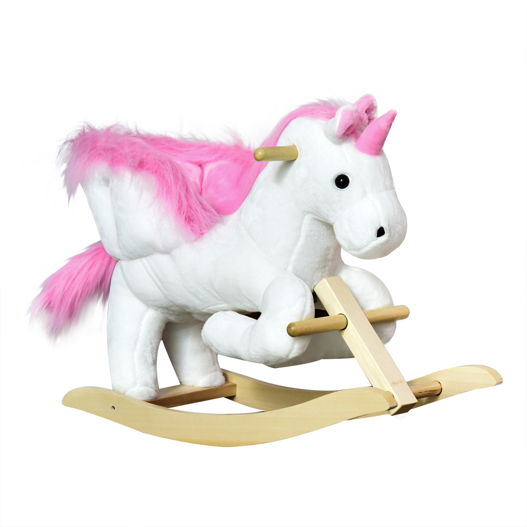 Dormitor & birou -  Cal tip Balansoar Unicorn cu Musica din Metal si Lemn 65x32x55cm