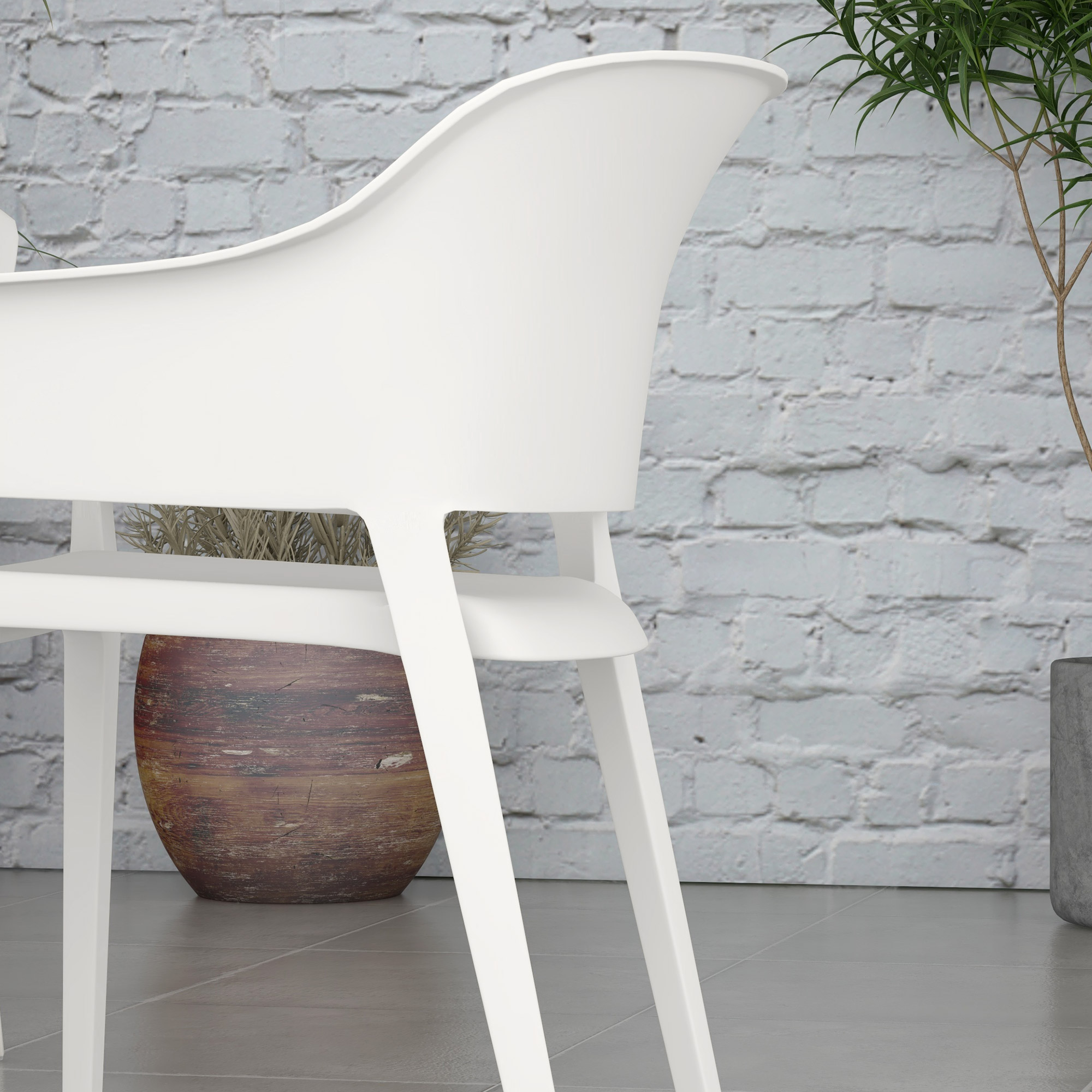  Set 4 Scaune Gradina Plastic PP - Spatar inalt, Cotiera, Rezistente UV [8]