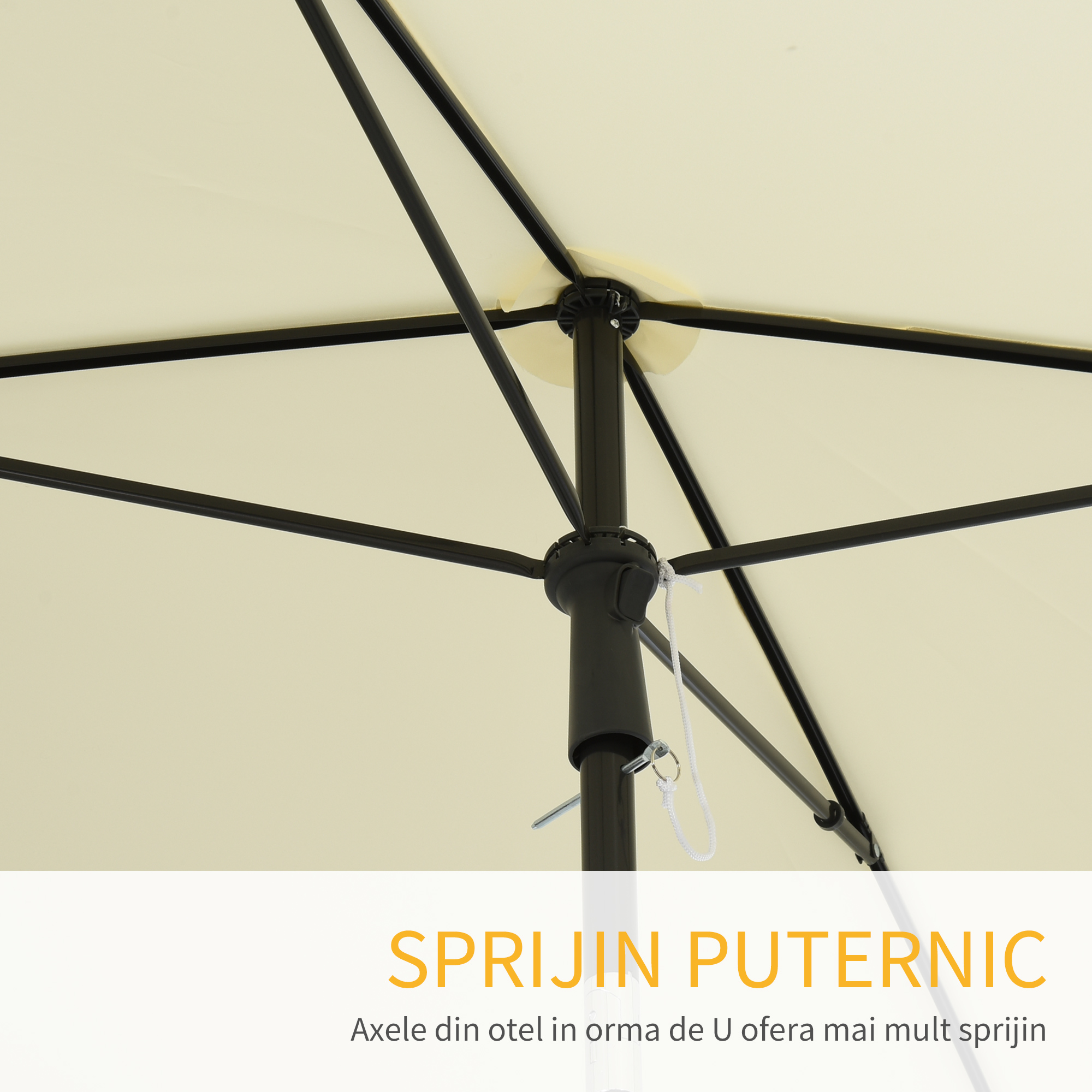  Umbrela Parasolara dreptunghiulara 200 × 125 × 235cm Crem [6]