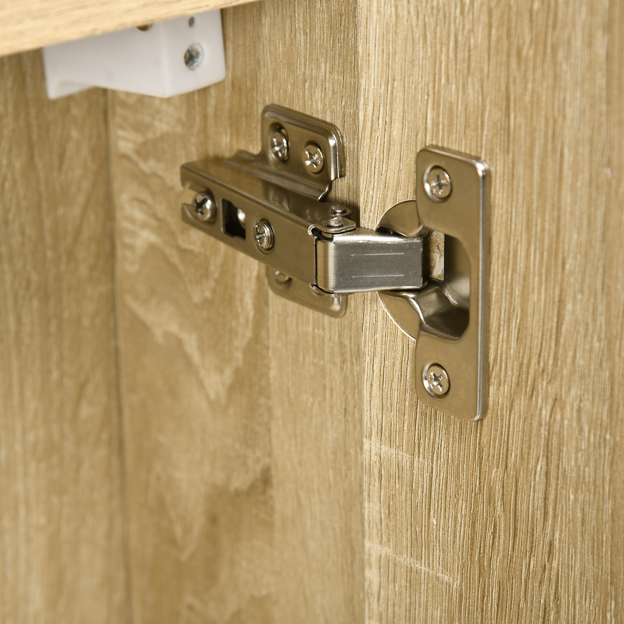  Dulap cu oglinda pentru baie cu montaj pe perete, dulap pentru baie cu oglinda, usi duble si rafturi de depozitare, natural [7]