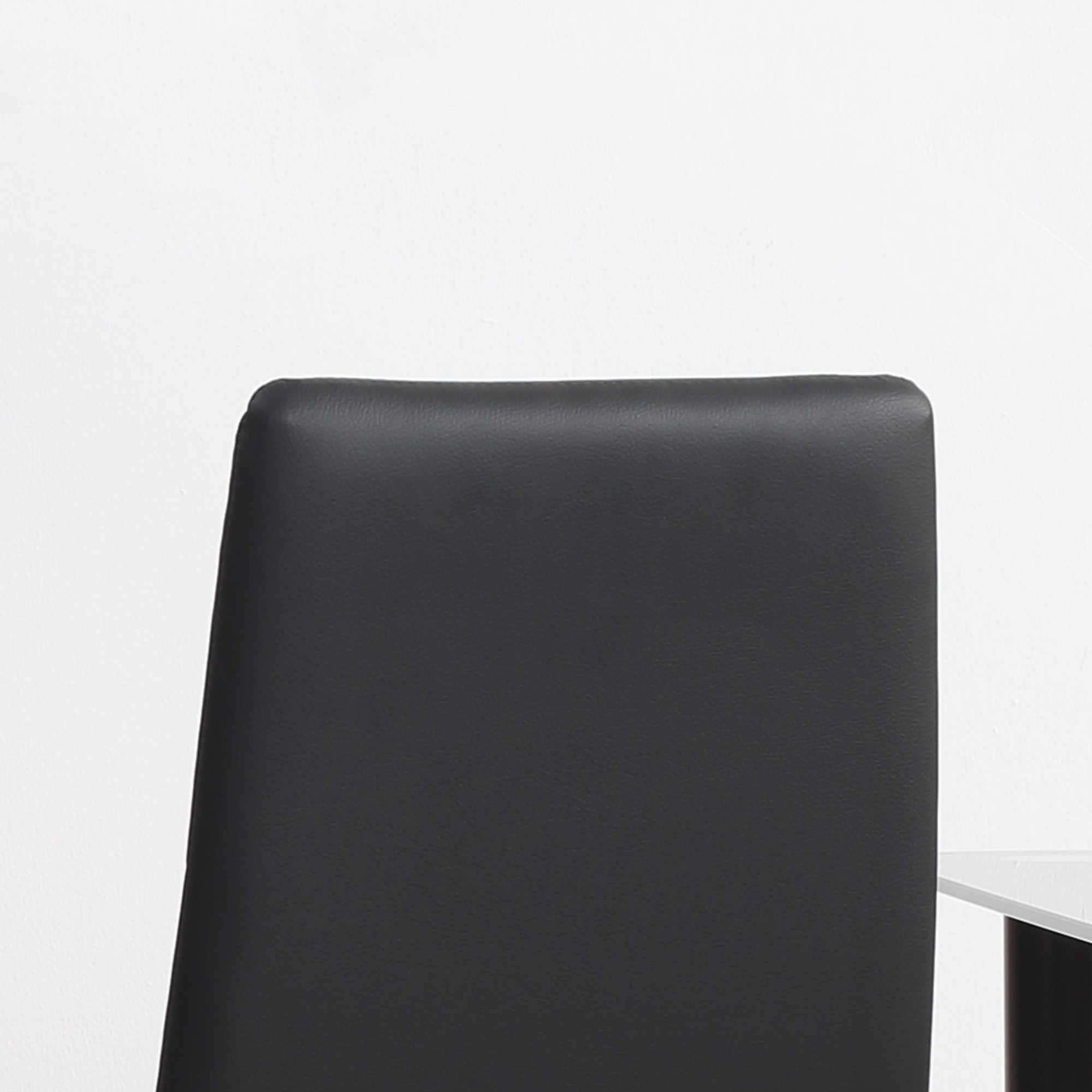  Set de 4 scaune de sufragerie cu spatar inalt, moderne din piele artificiala si otel, 41x50x97cm, negru [8]