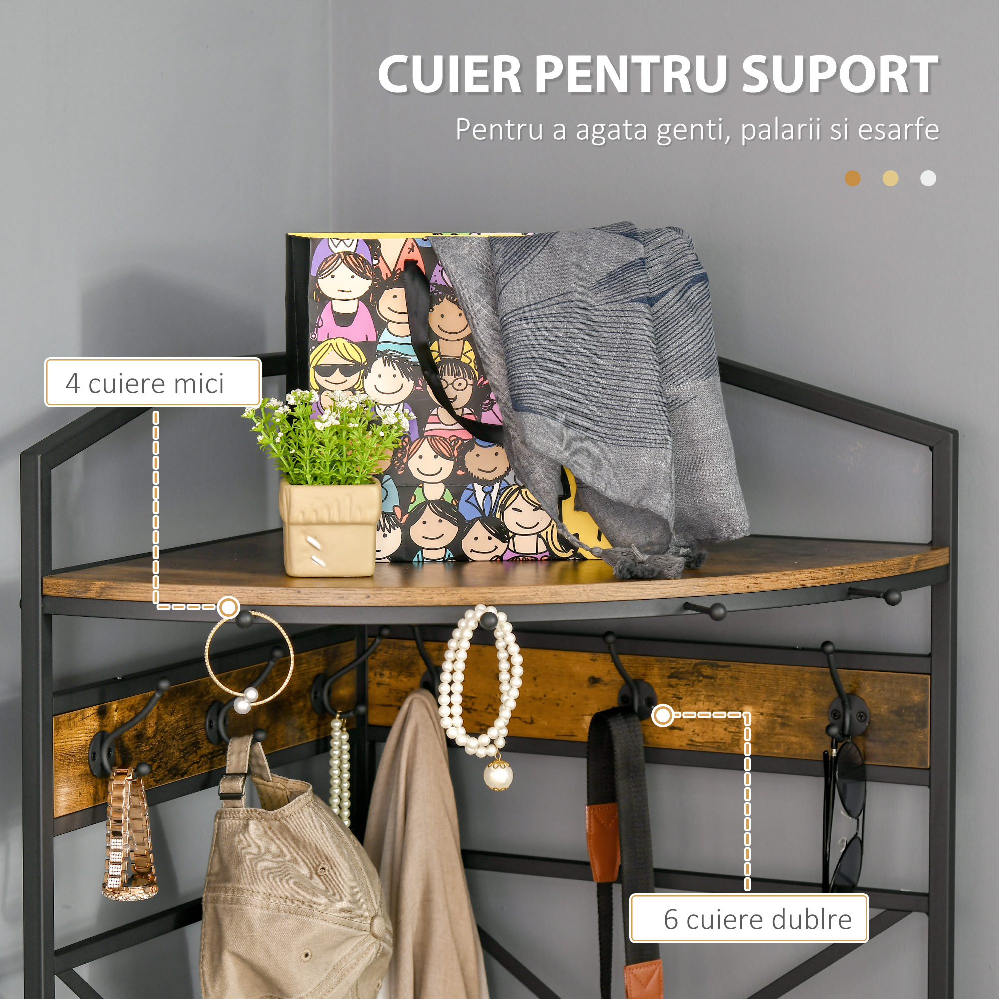  Suport Haina Colt - Banca, Pantofar & Carlige Stil Industrial [4]