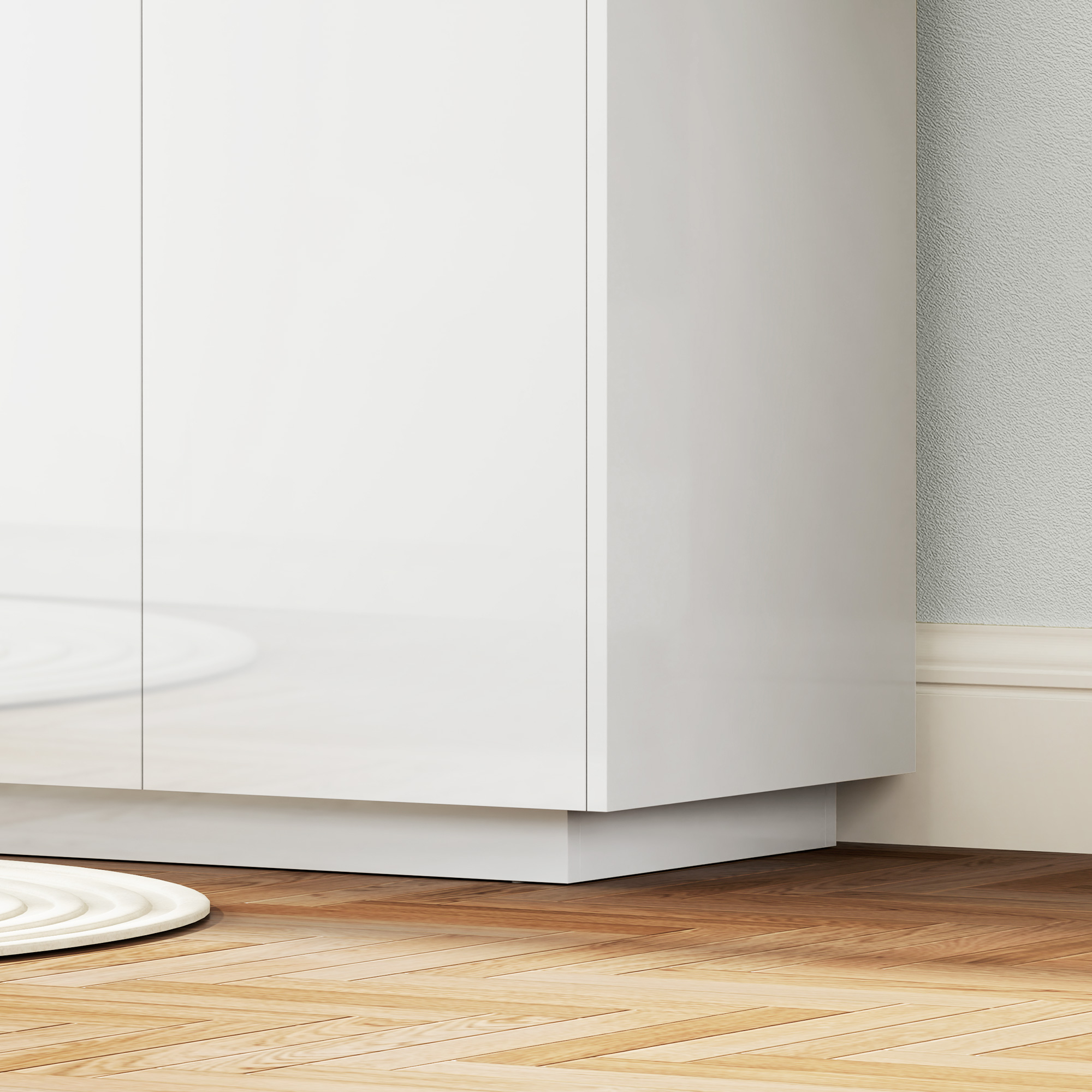  Bufet de Bucatarie cu Usi Amortizate si Rafturi Reglabile, pentru Sufragerie sau Living, 140x40x75 cm, Alb Lucios [7]