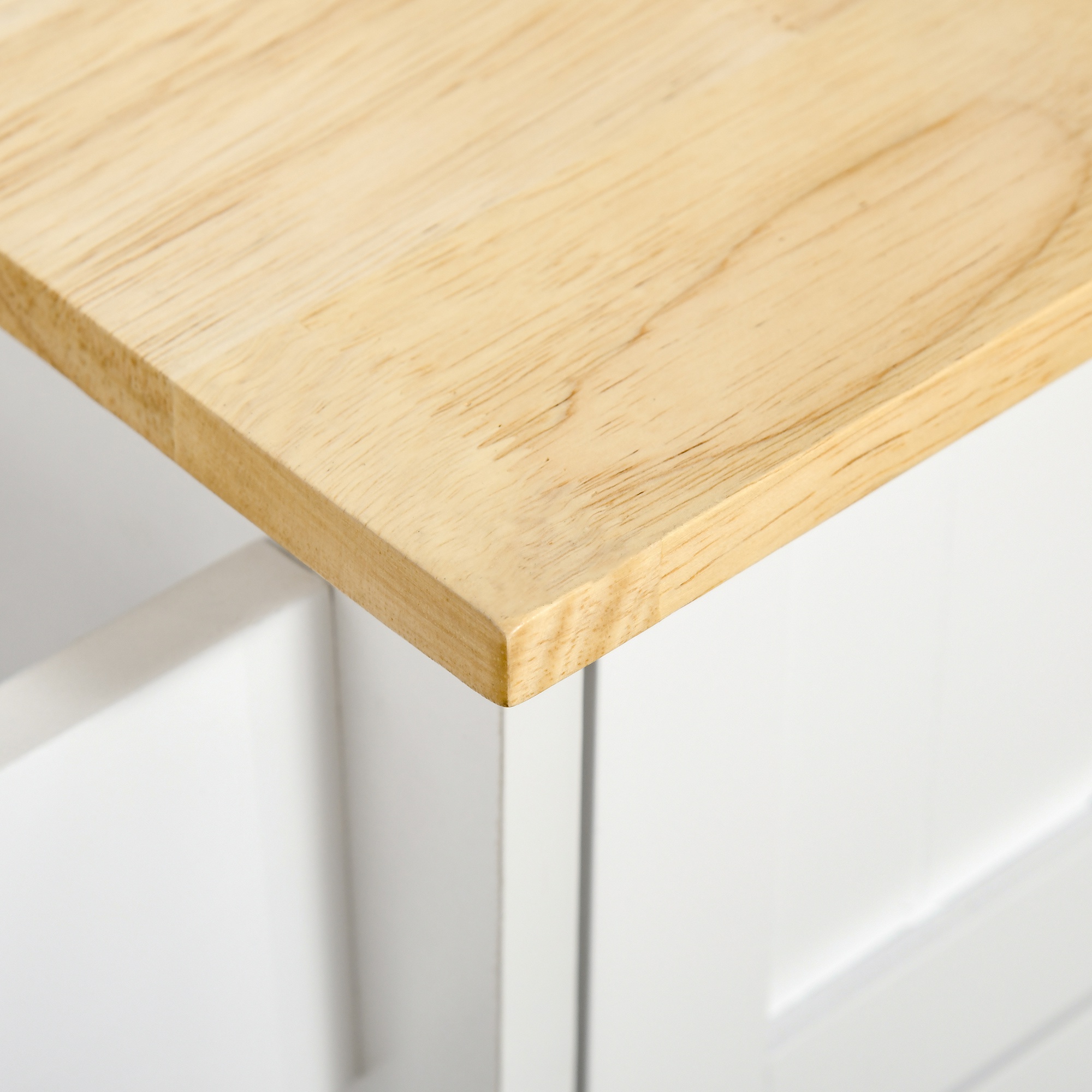  Carucior de Bucatarie Multifunctional cu 2 Sertare, Dulap si 4 Roti, 104x46x91cm - Alb [8]