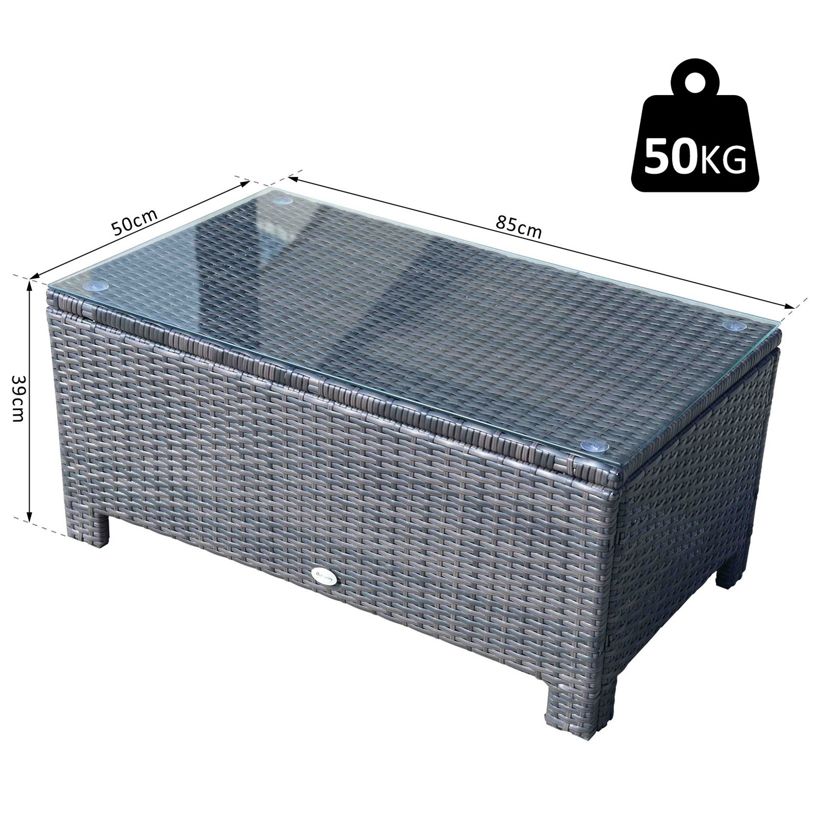  masuta exterior, sticla securizata, 85x50x39cm, maro [2]