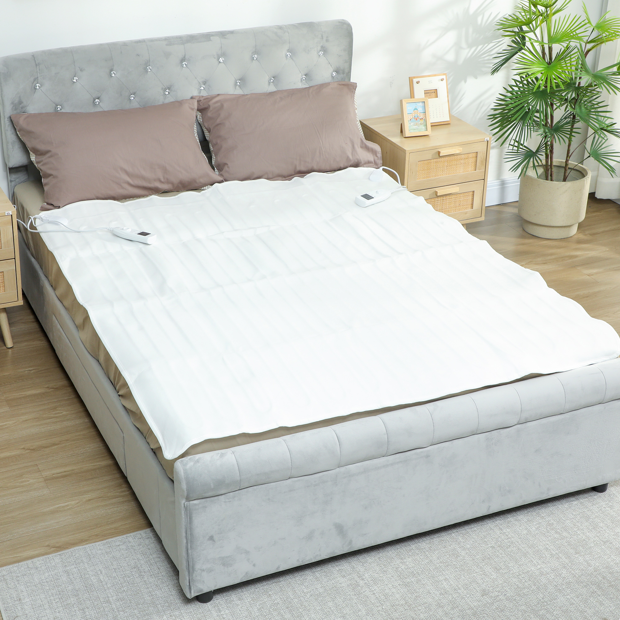  Patura electrica 160x140 cm cu 5 niveluri de incalzire si 2 zone de control independente, din poliester alb [7]