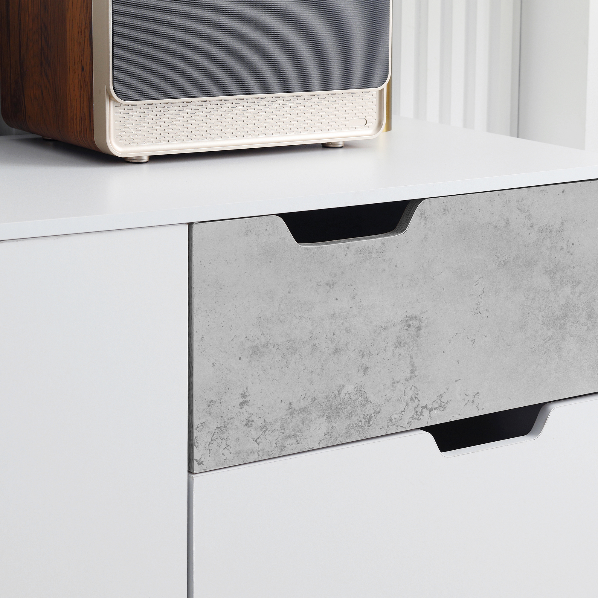  Dulap modern pentru depozitare, dulap decorativ cu sertar, 2 usi pentru dormitor, living, hol, gri deschis [6]