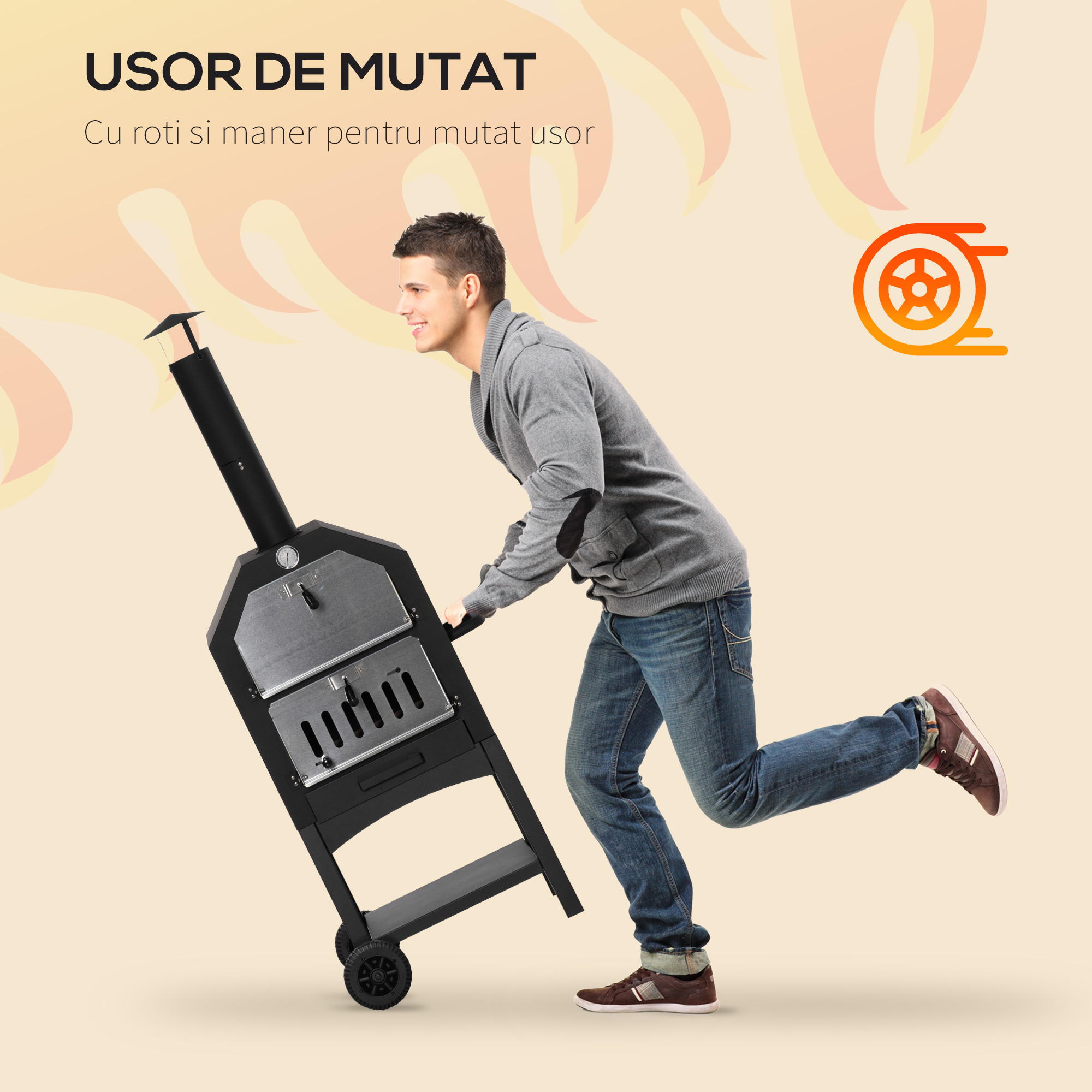  Cuptor Pizza & Gratar Carbuni 64×54×160 cm - Inox pentru Exterior [6]