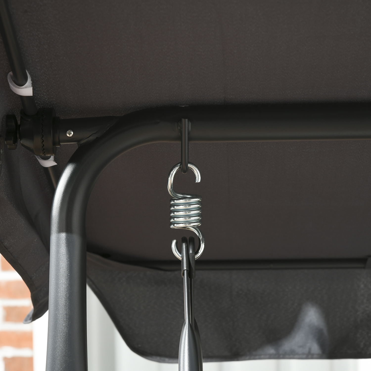  Balansoar cu 3 Locuri, Balansoar de Gradina cu Copertina Ajustabila, Scaun din Ratan si Cadru de Otel [8]