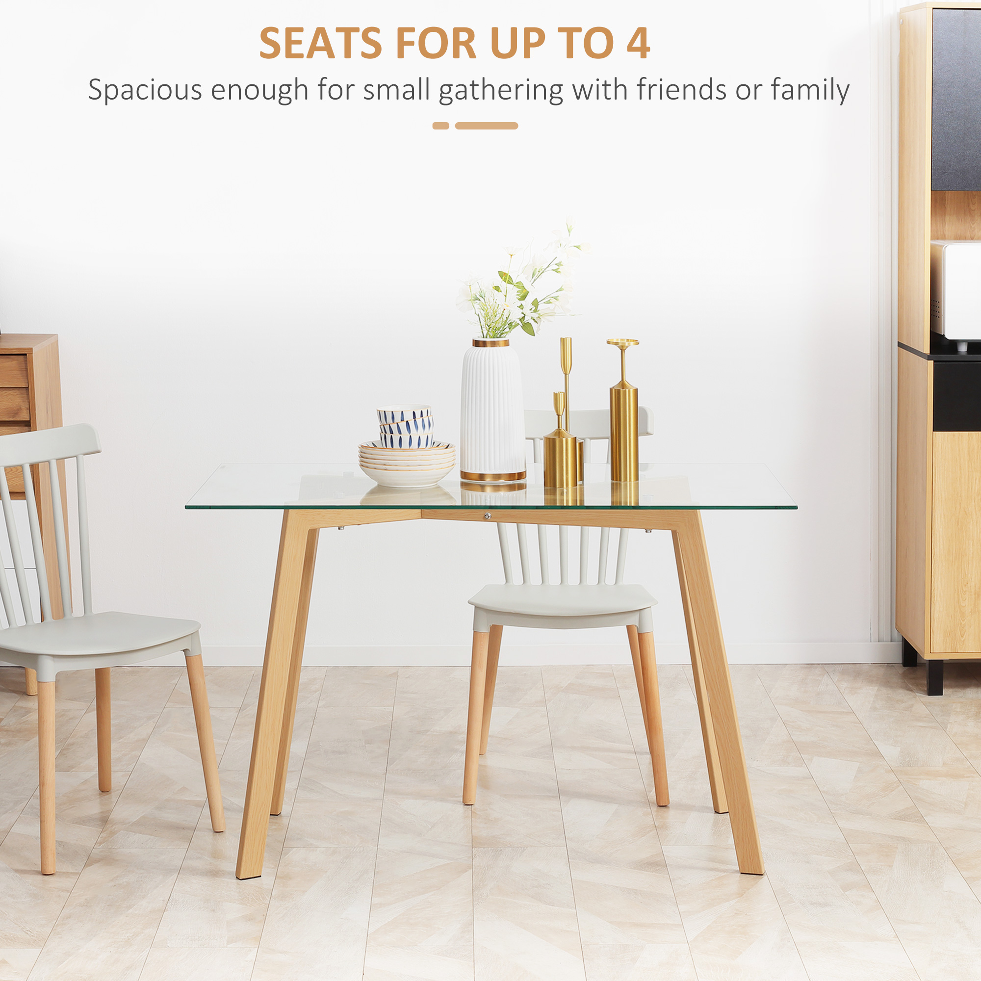  Masa de sufragerie dreptunghiulara pentru max 4 persoane, din otel cu blat din sticla securizata, pentru bucatarie, sufragerie 120x60x76cm [3]