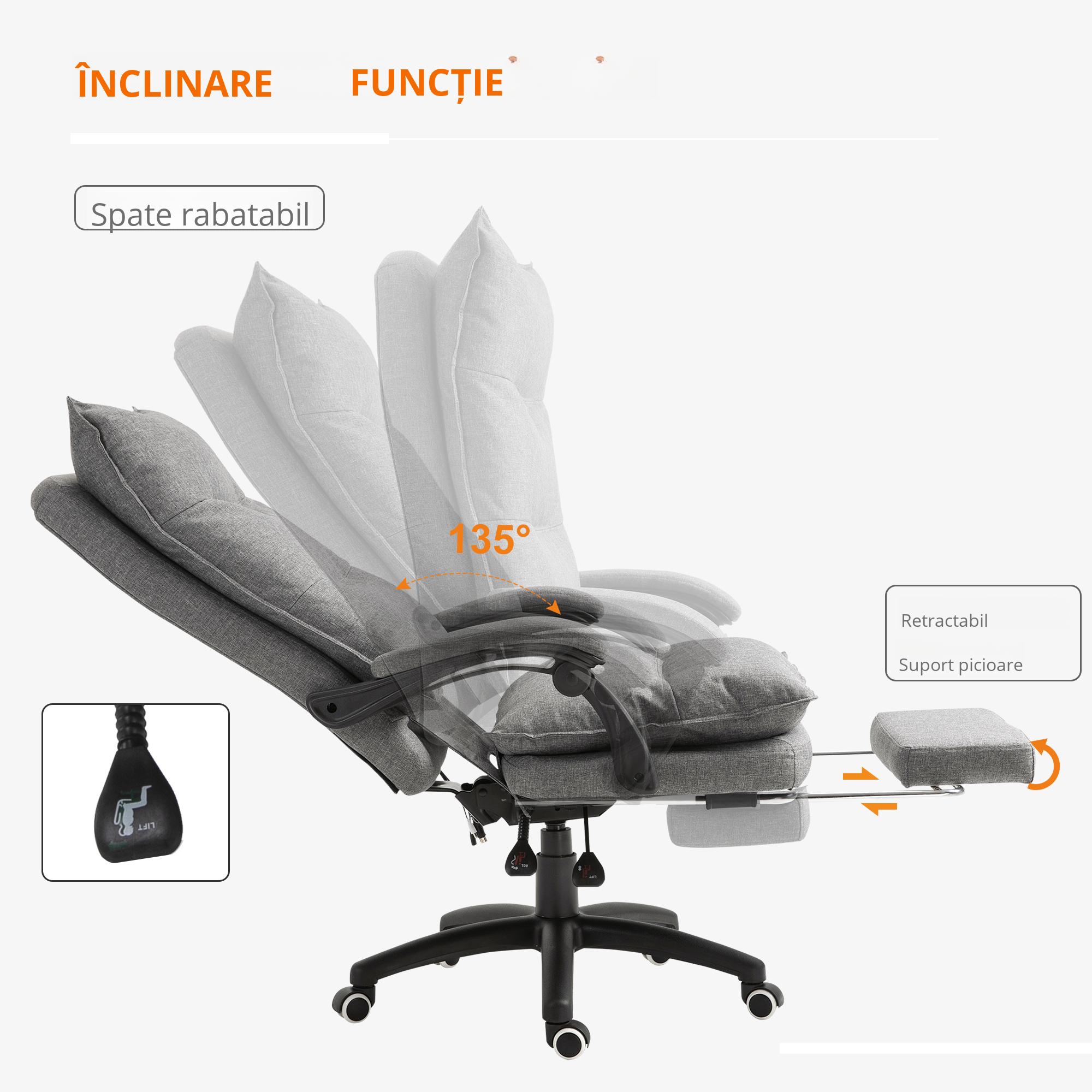  Scaun Birou Ergonomic - Masaj 6 Puncte & Reglabil, Gri [6]