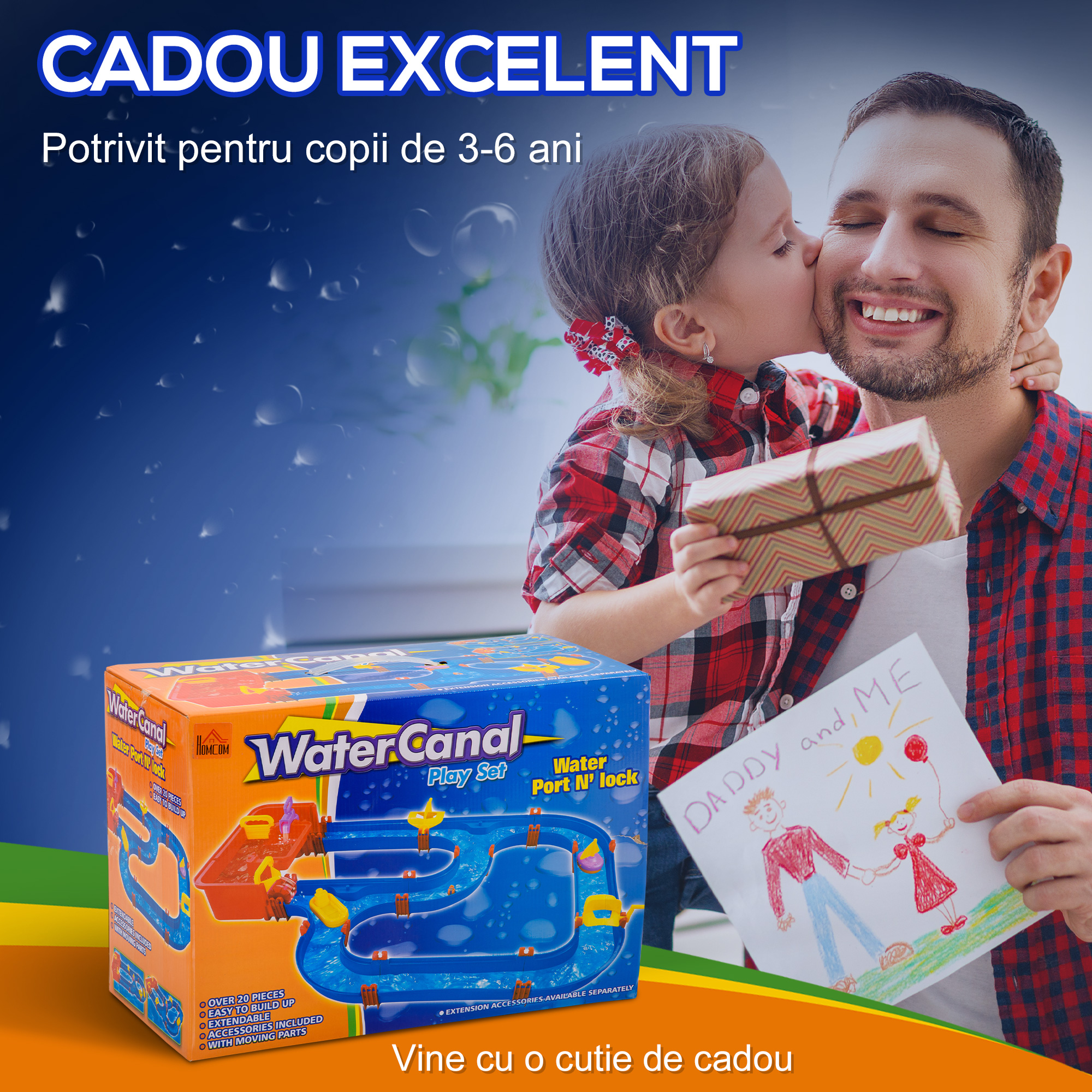  Playset pentru apa 53 Piese pentru Copii 3-6 Ani, din PP, 123x90x7cm, Albastru si Rosu [6]