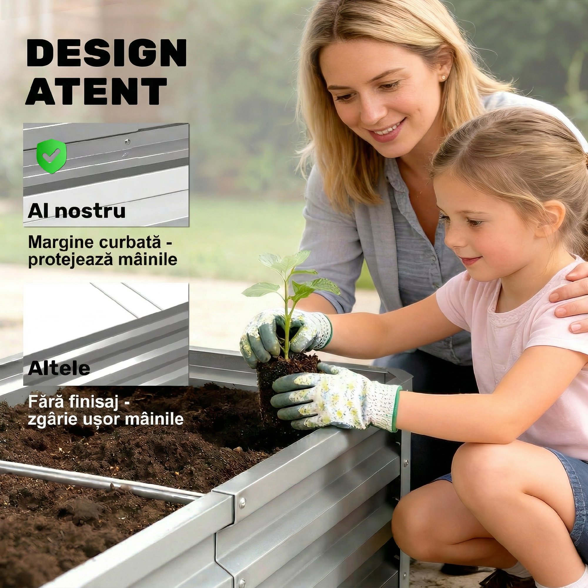  Pat pentru Gradina inaltat cu Baza Deschisa si Strat din Otel Zincat, 120x60x30.5 cm, Argintiu [6]