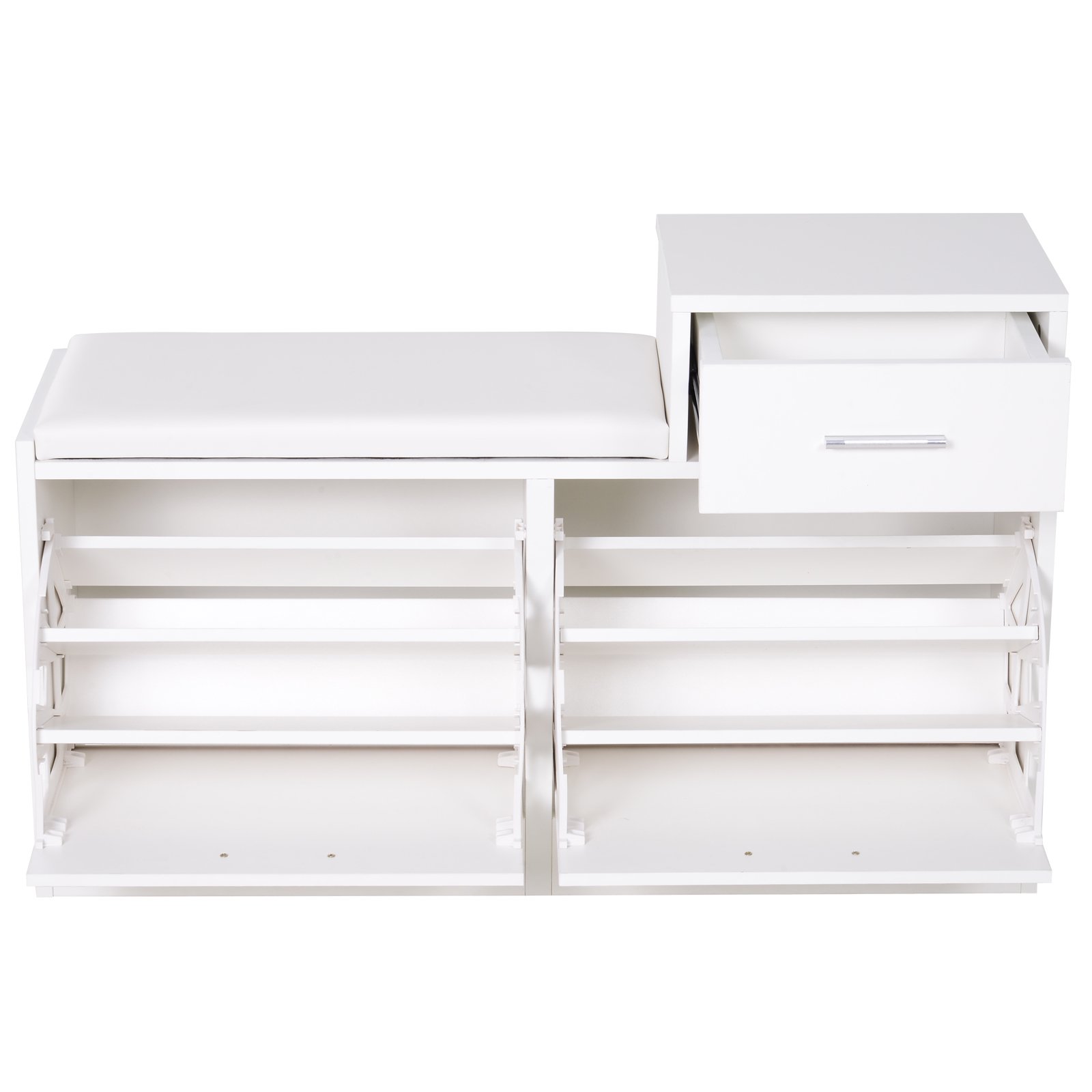  Dulap Modern pentru incaltaminte cu Banca Imbottita pentru 12 Perechi de Pantofi Lemn Alb [3]