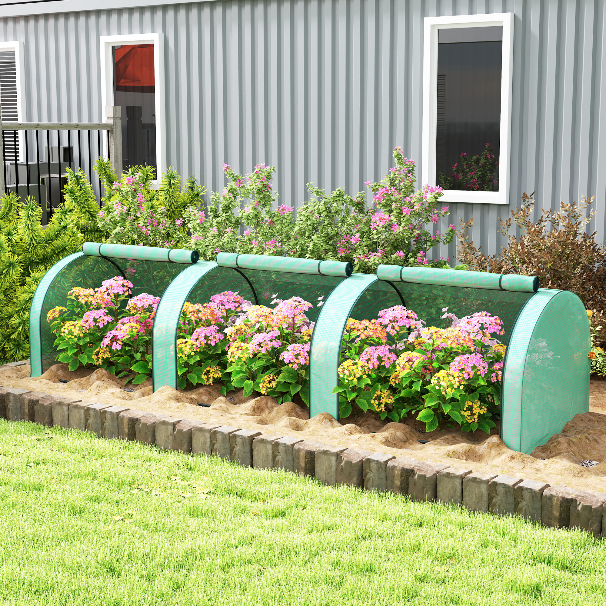  Sera de Gradina Tip Tunel din Otel si Plastic PP cu Usi Rulabile, 3x1x0,8 m, Verde [1]