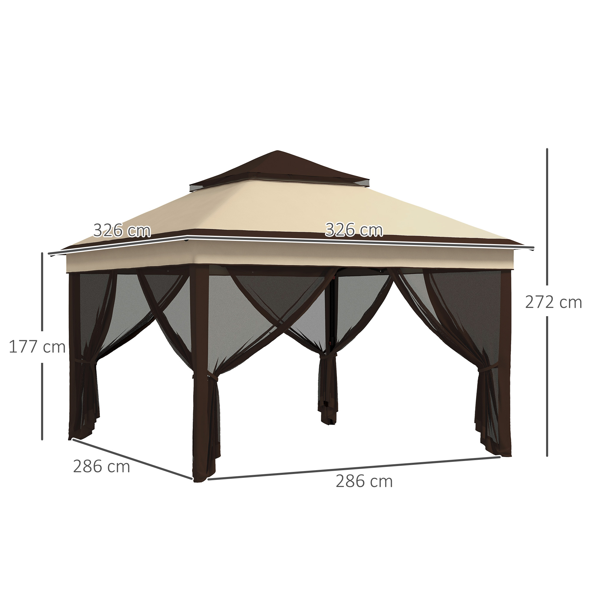  Foisor Pop Up 3 x 3m Cu Plasa, Bej [2]