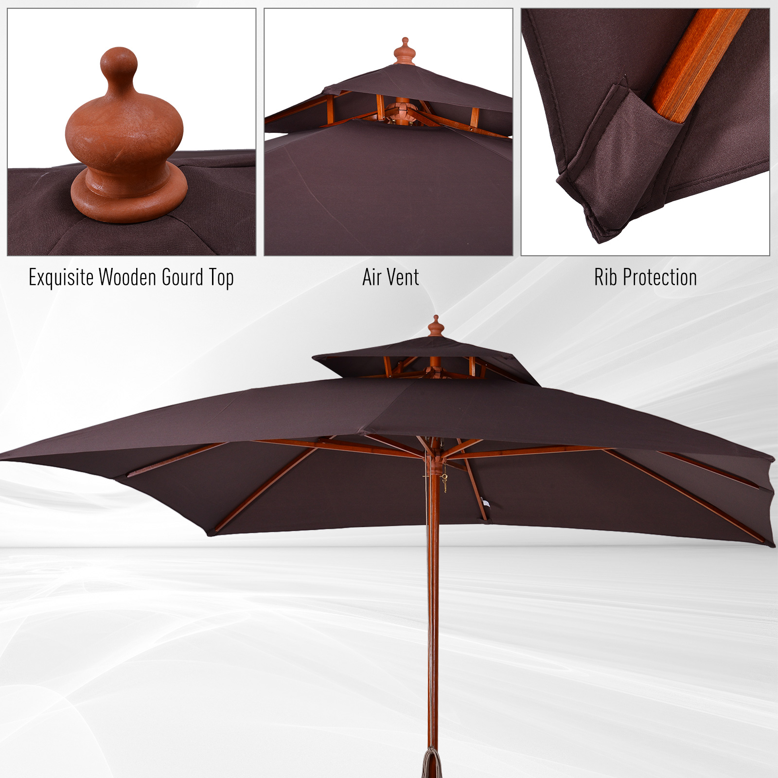  Umbrela de Gradina 3x3 Metri, 8 Lamele Acoperire cu 2 Niveluri [5]