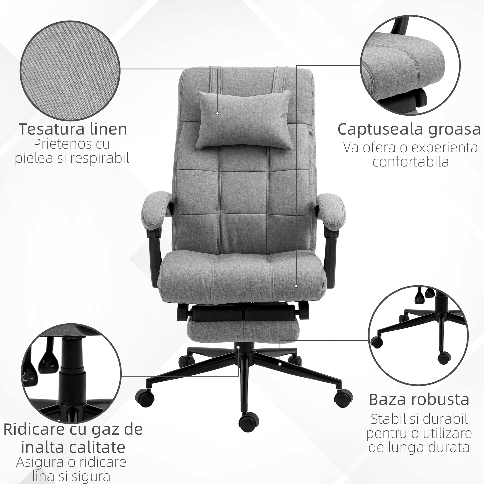  Scaun Ergonomic Rabatabil - Tetiera & Suport Picioare [6]